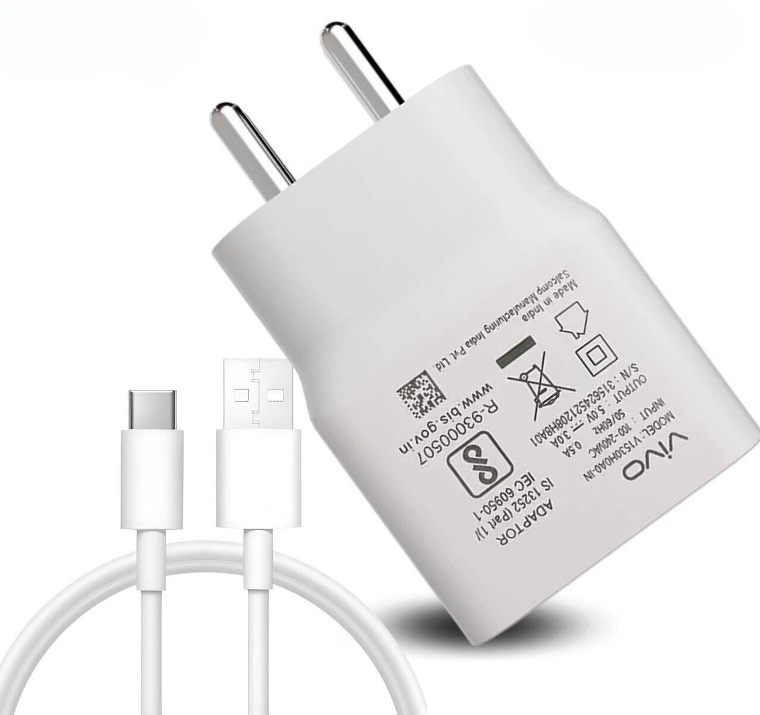vivo 15 W Quick Charge 3 A Wall Charger for Mobile with Detachable Cable