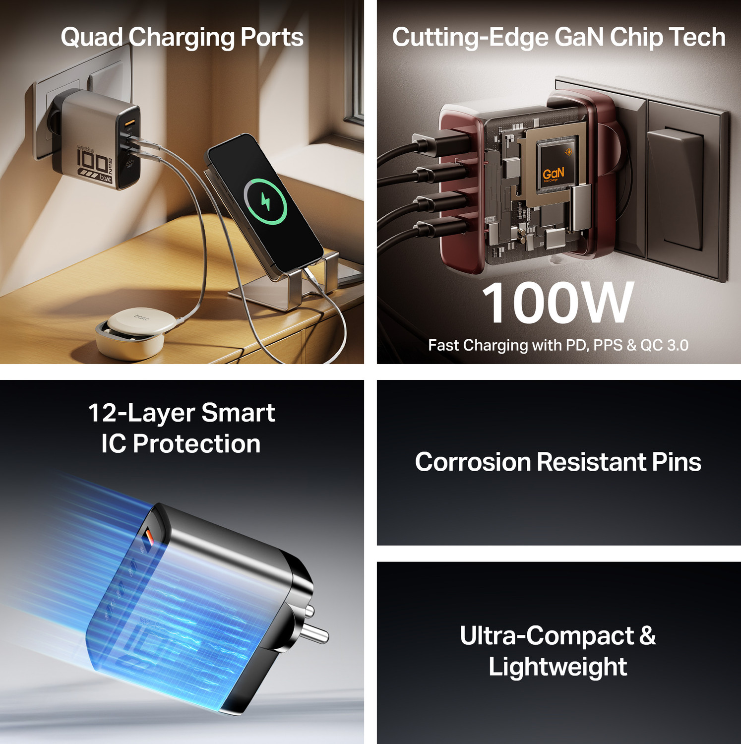 Image of boAt 100 W GaN 3 A Wall Charger for Mobile