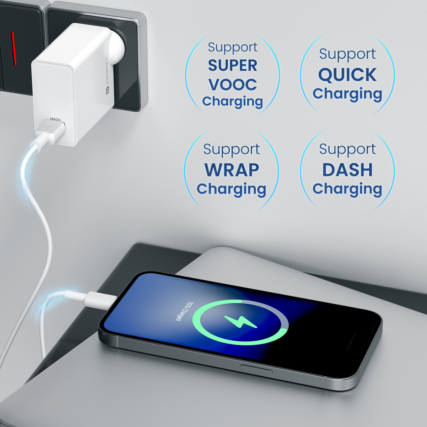 Image of Portronics 25 W SuperVOOC 3 A Wall Charger for Mobile