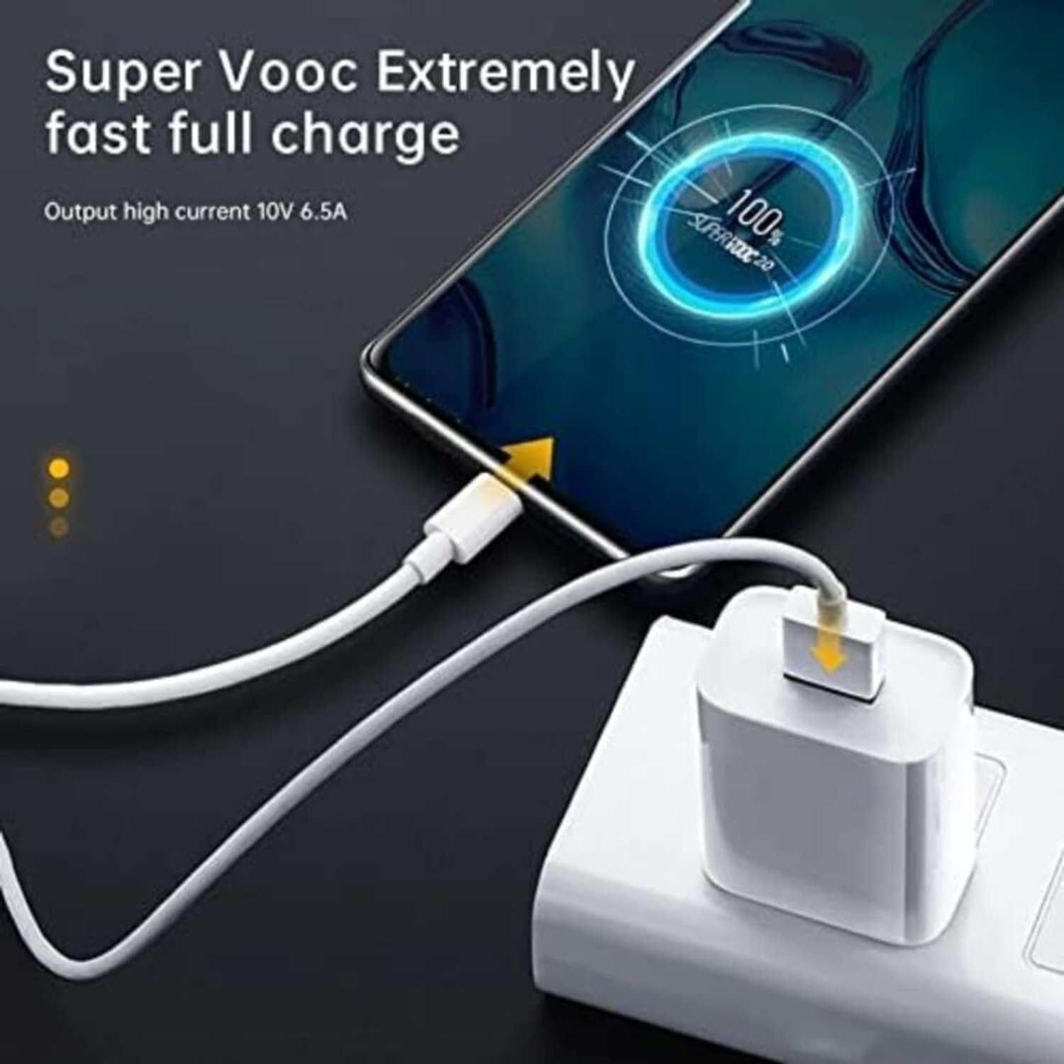 Image of CLAT 45 W SuperVOOC 7.3 A Wall Charger for Mobile with Detachable Cable