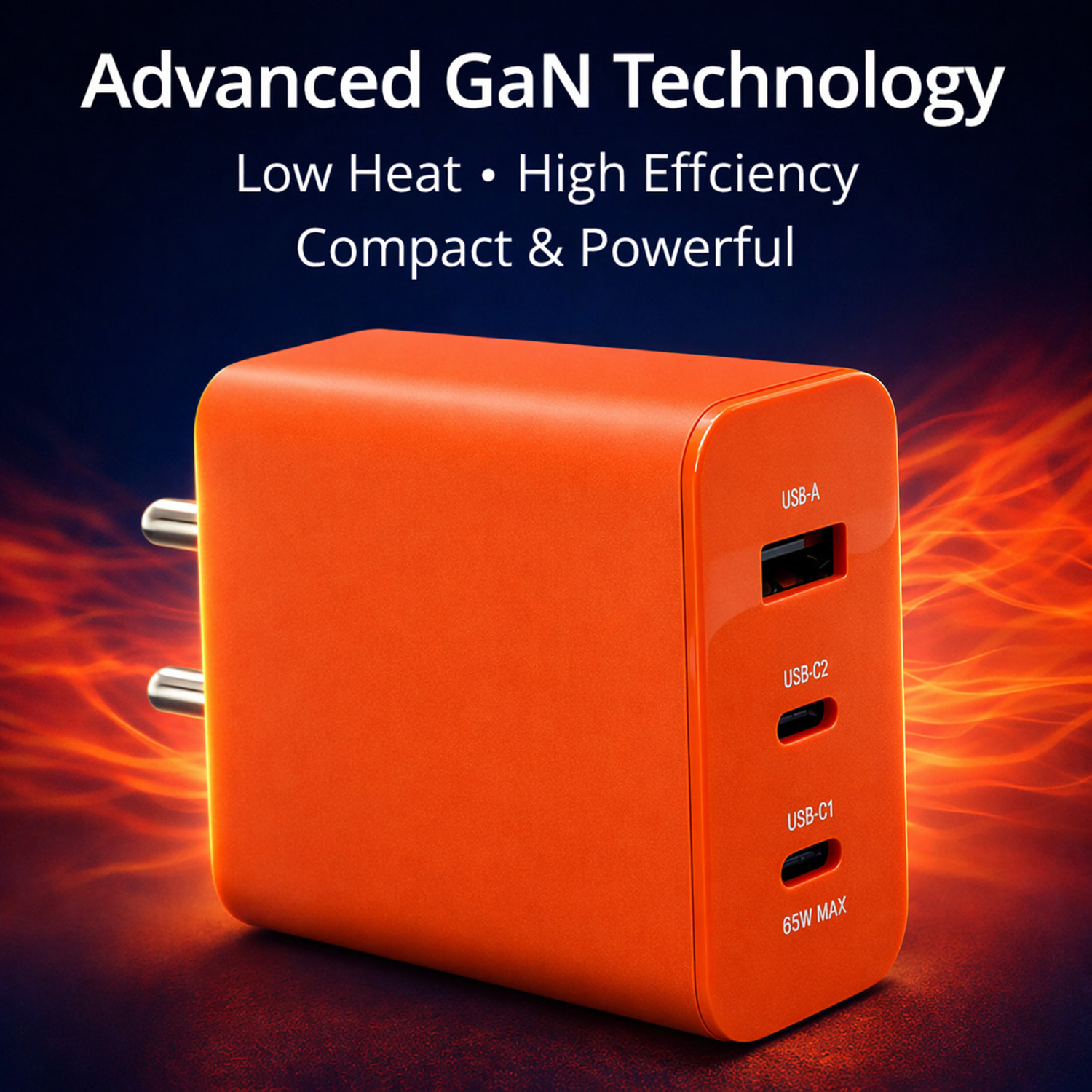 Image of ULTRADART 65 W GaN 6.5 A Wall Charger for Mobile (Orange)
