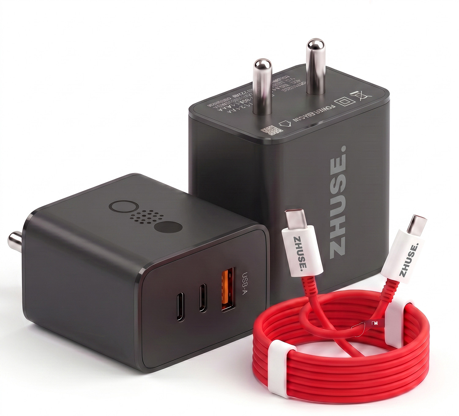 Image of Zhuse 65 W Power GaN 6.5 A 3 Port Mobile Charger with Detachable Cable
