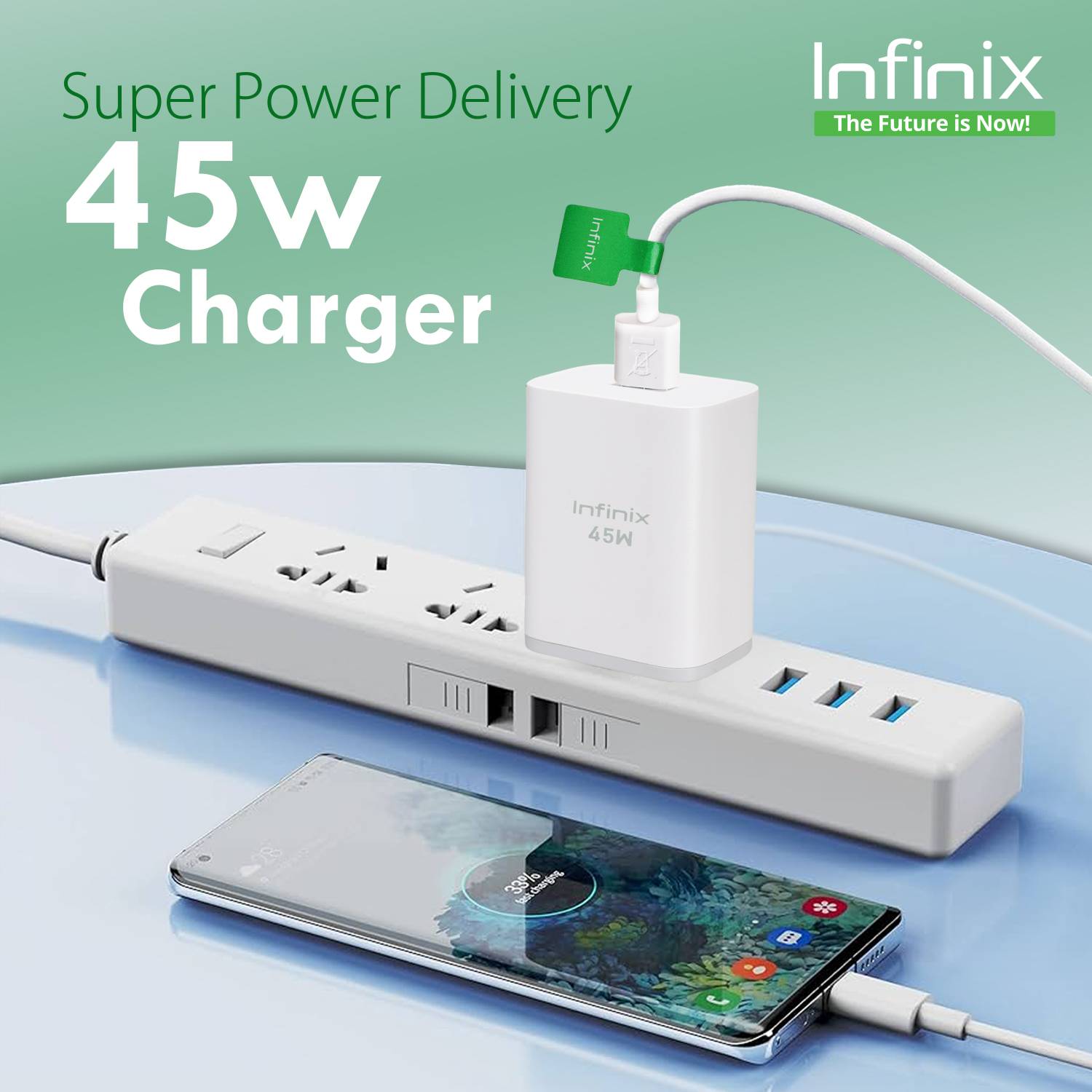 Infinix 45W Supercharge 4.4A Wall Charger White - Image 2