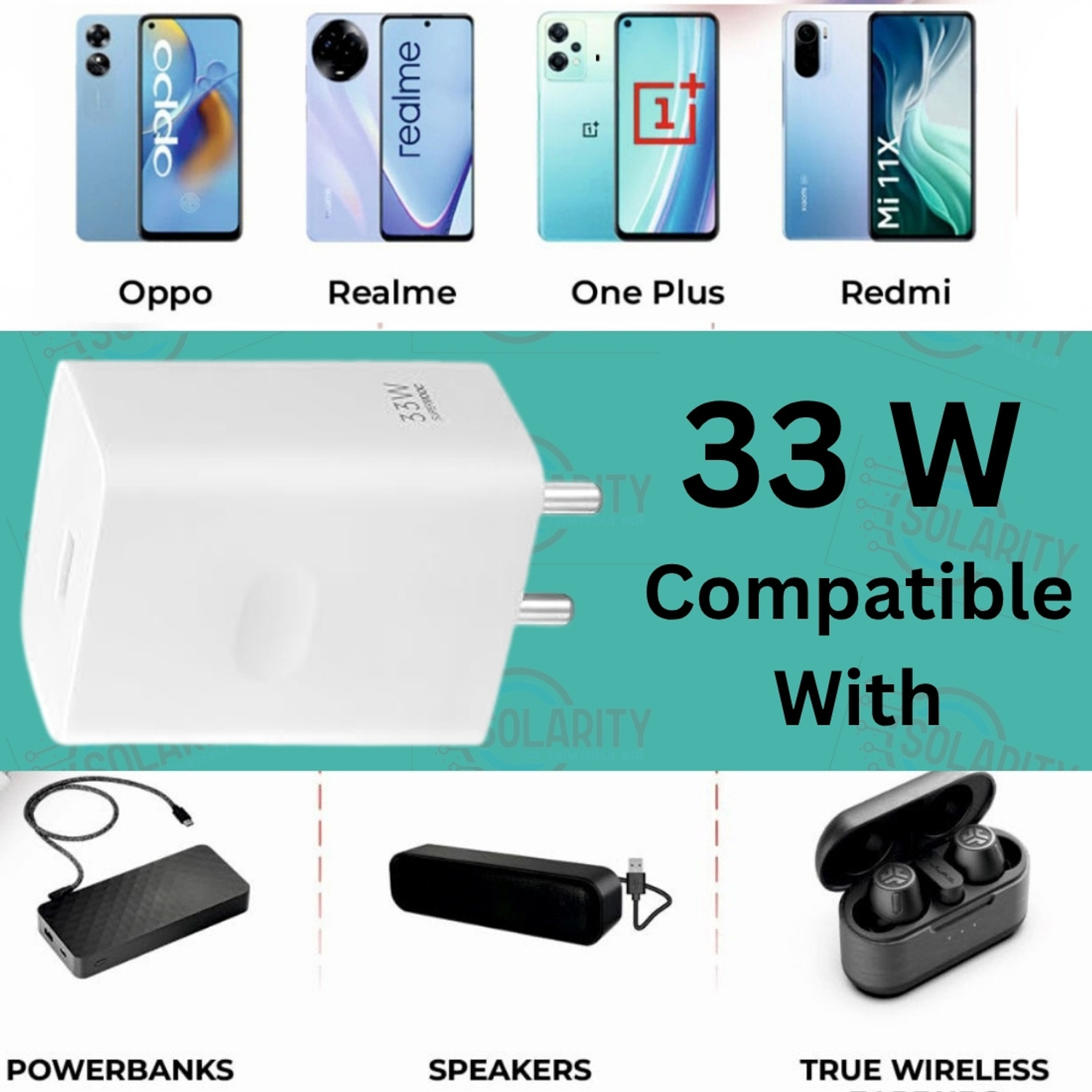 Image of Solarity 33 W SuperVOOC 6 A Wall Charger for Mobile with Detachable Cable