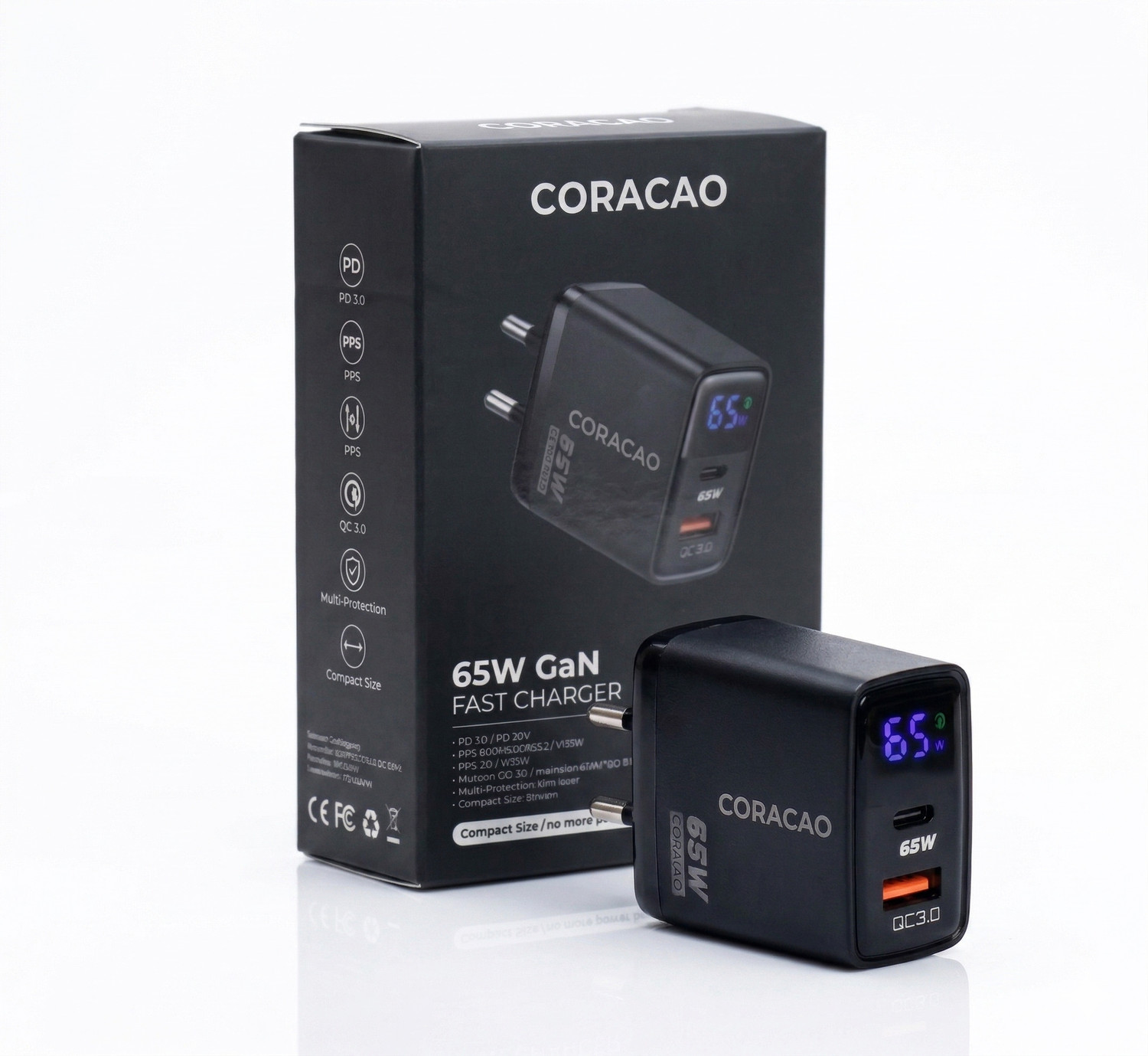 Image of Coracao 65 W GaN 5 A Dual Port Mobile Charger