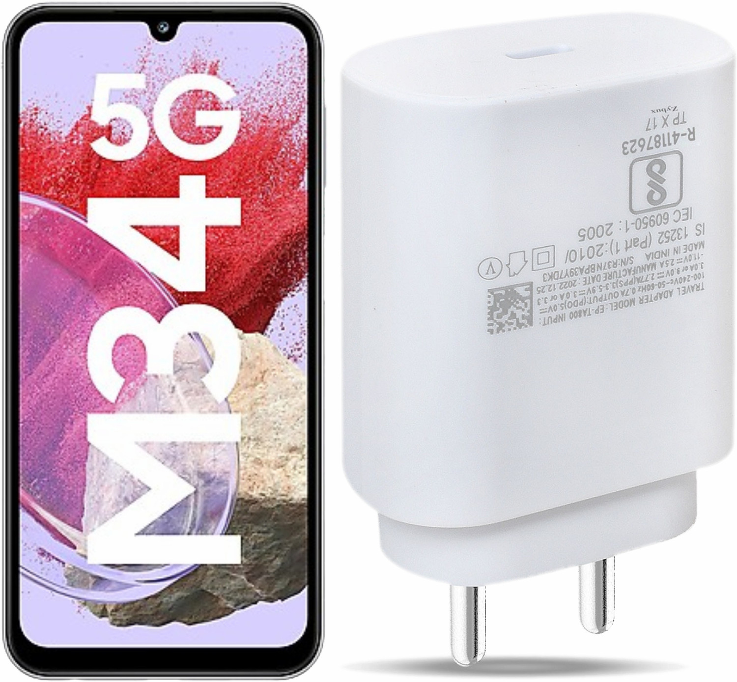 Image of Zybux Original 25W USB-C Samsung Galaxy M34 5G Mobile Super Fast PD Charger Adapter Charging Pad