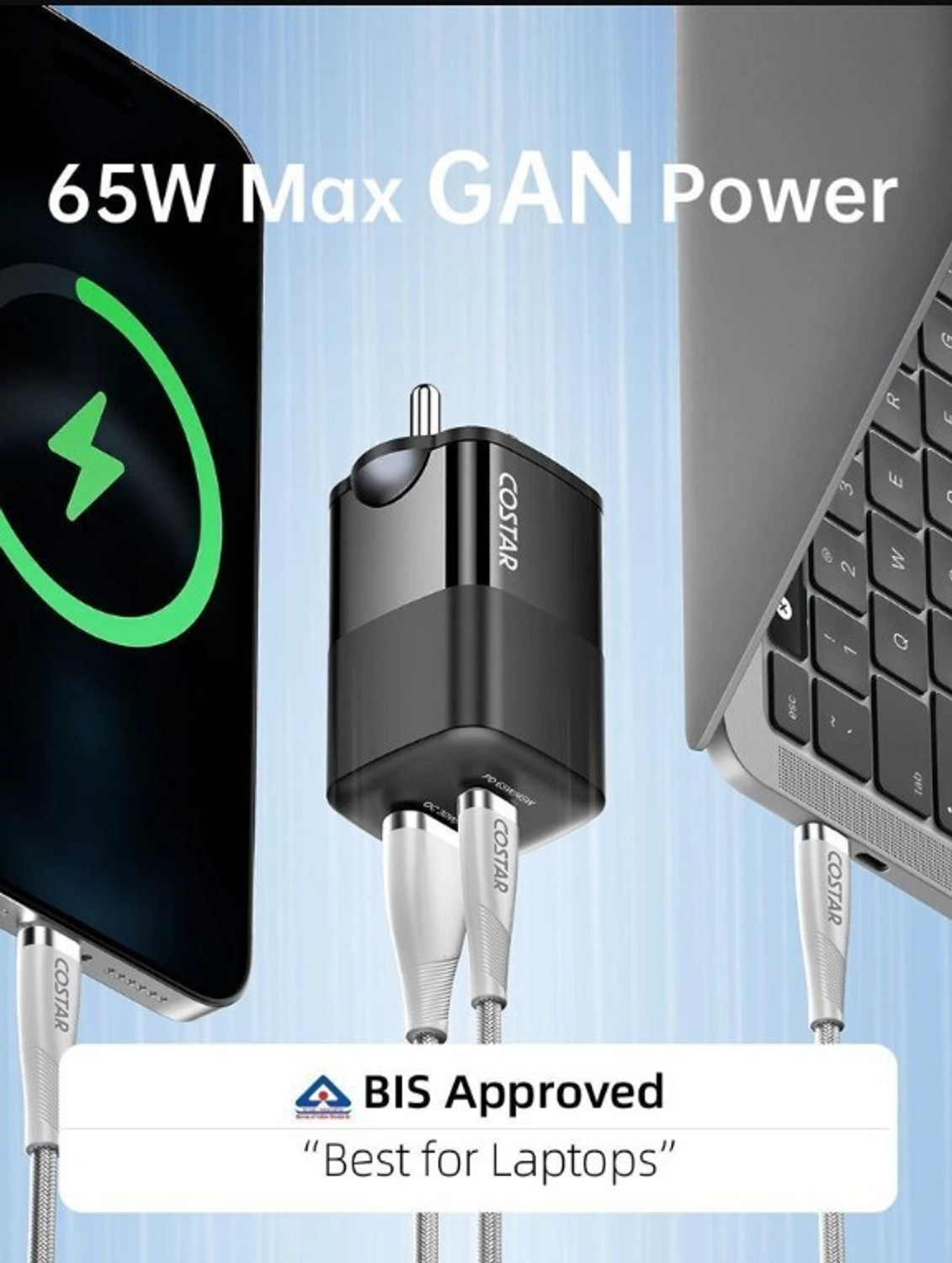 Image of Costar 65 W GaN 3 A Dual Port Mobile Charger