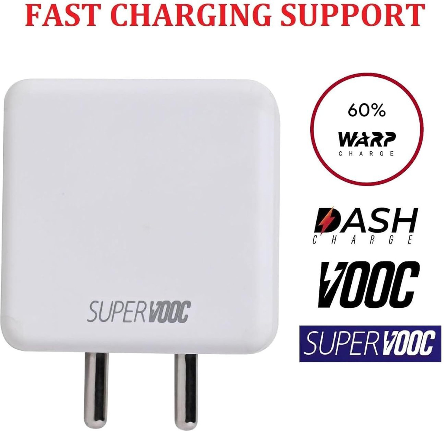 Image of MOBEO 80 W SuperVOOC 7.3 A Wall Charger for Mobile with Detachable Cable (White, Cable Included)