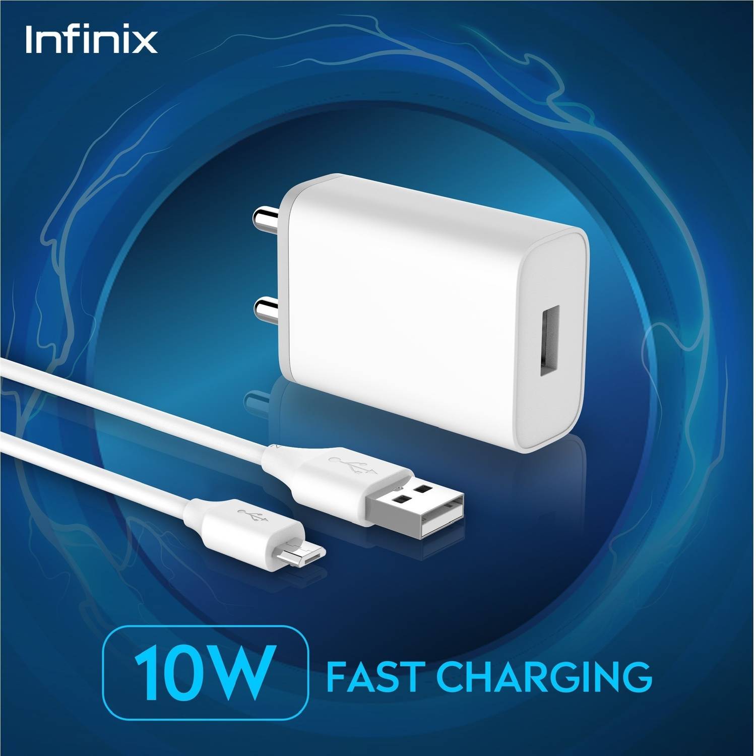 Infinix 10 W Quick Charge 2 A Wall Charger for Mobile with Detachable Cable