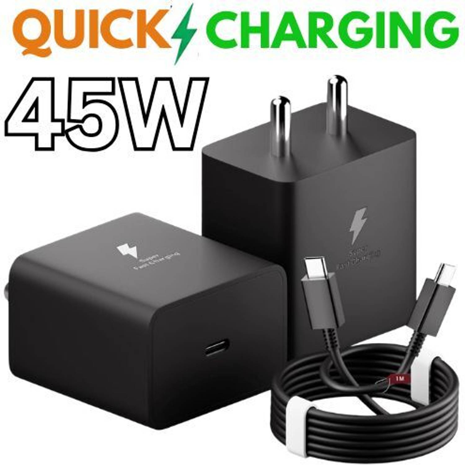deshit 45 W Adaptive Fast Charging 3 A Wall Charger for Mobile with Detachable Cable
