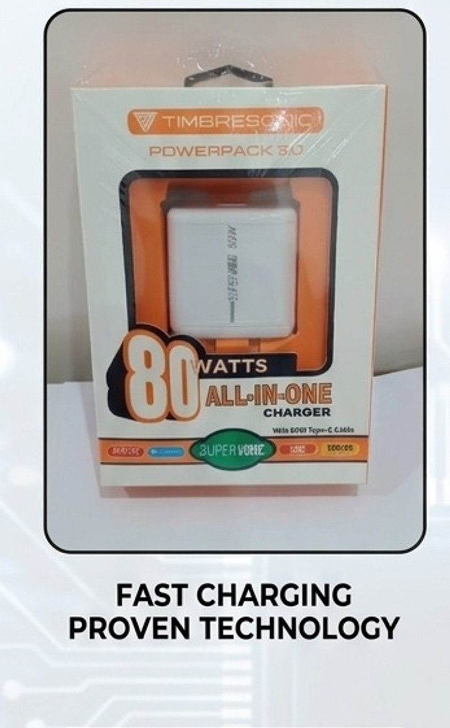 Image of TIMBRESONIC Adaptive Fast Charging 3 A Wall Charger for Mobile with Detachable Cable