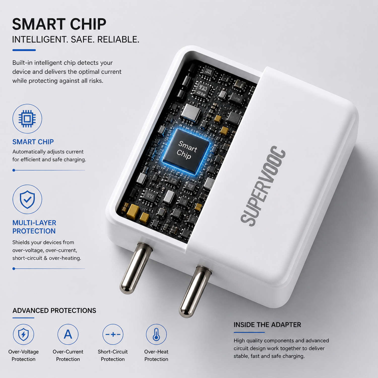 Image of CLAT CLAT SUPERVOOC 80W for Tablets & Cellular Phones 6 A Mobile Charger with Detachable Cable