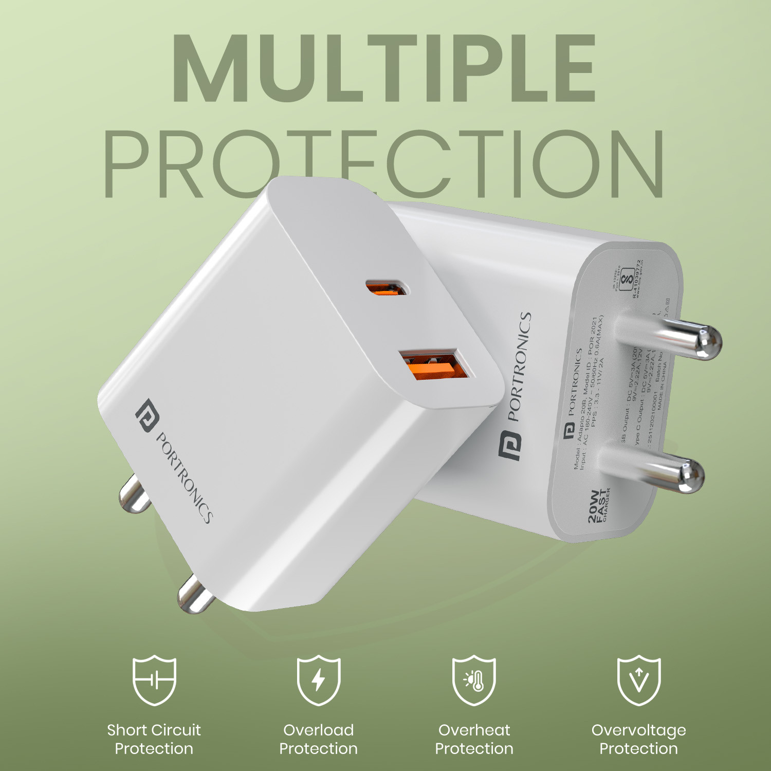 Image of Portronics 20 W PD 3 A Wall Charger for Mobile
