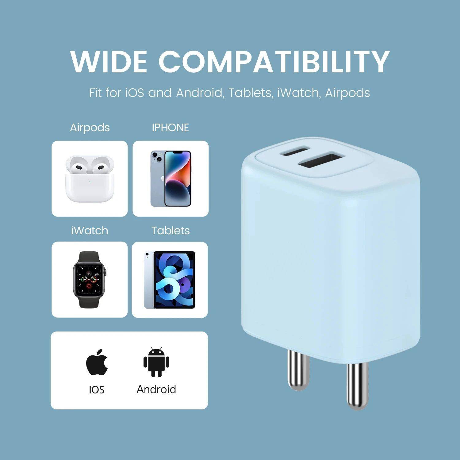 DeperAI 25W GaN 2A Dual Port Mobile Charger Blue - Image 4