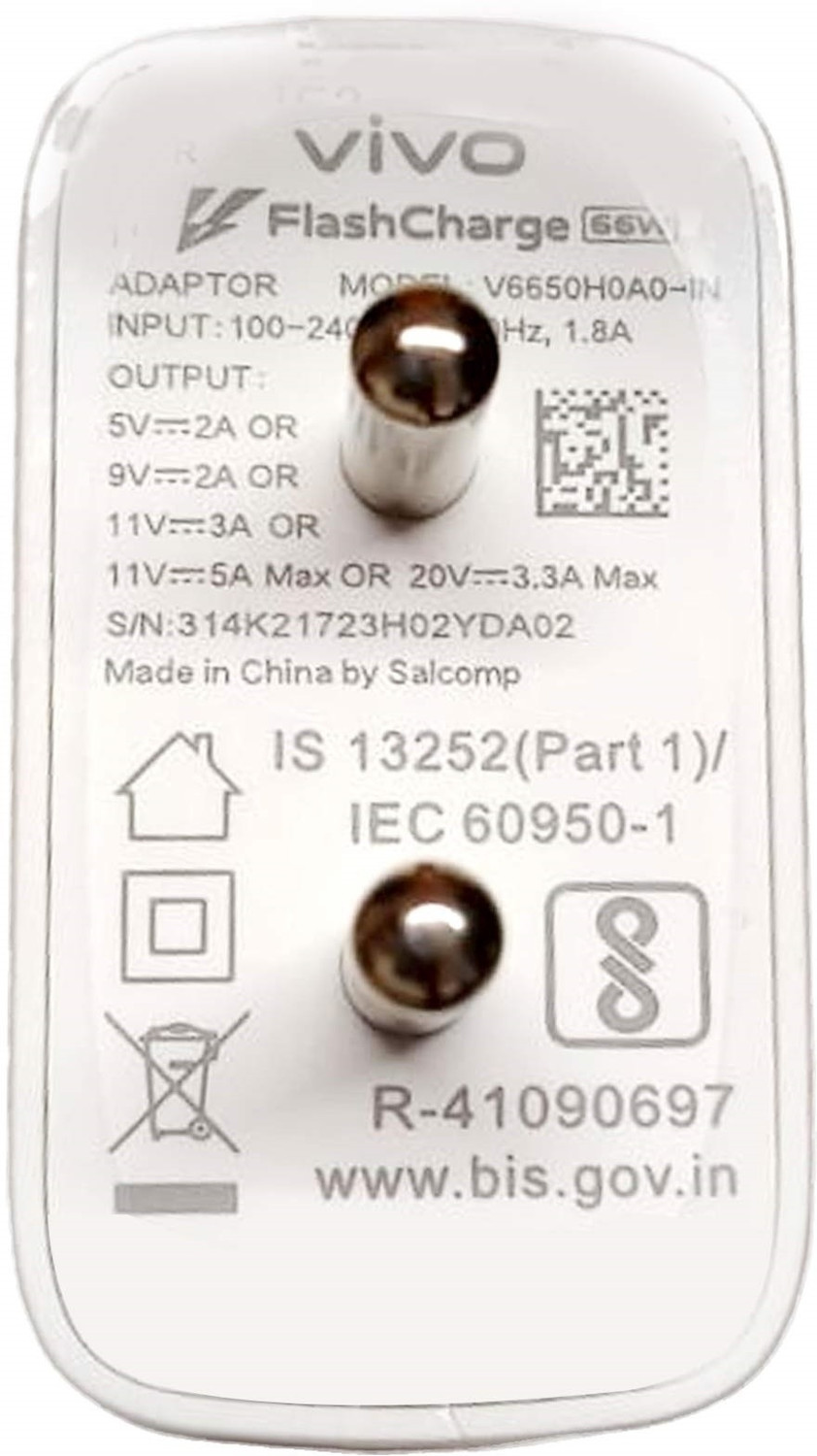 Image of vivo 66 W Quick Charge 3.4 A Wall Charger for Mobile