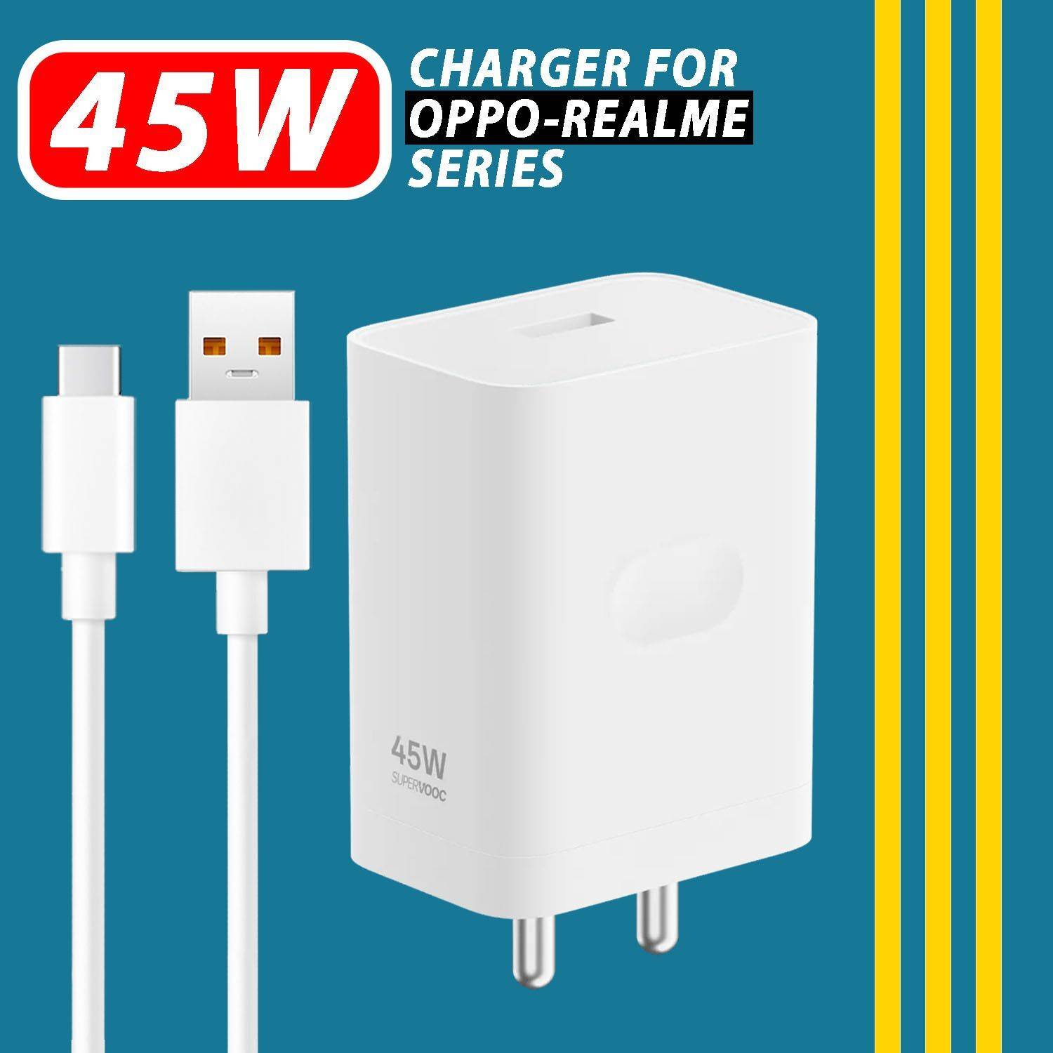 GaN Charger 45 W SuperVOOC 4 A Wall Charger for Mobile with Detachable Cable