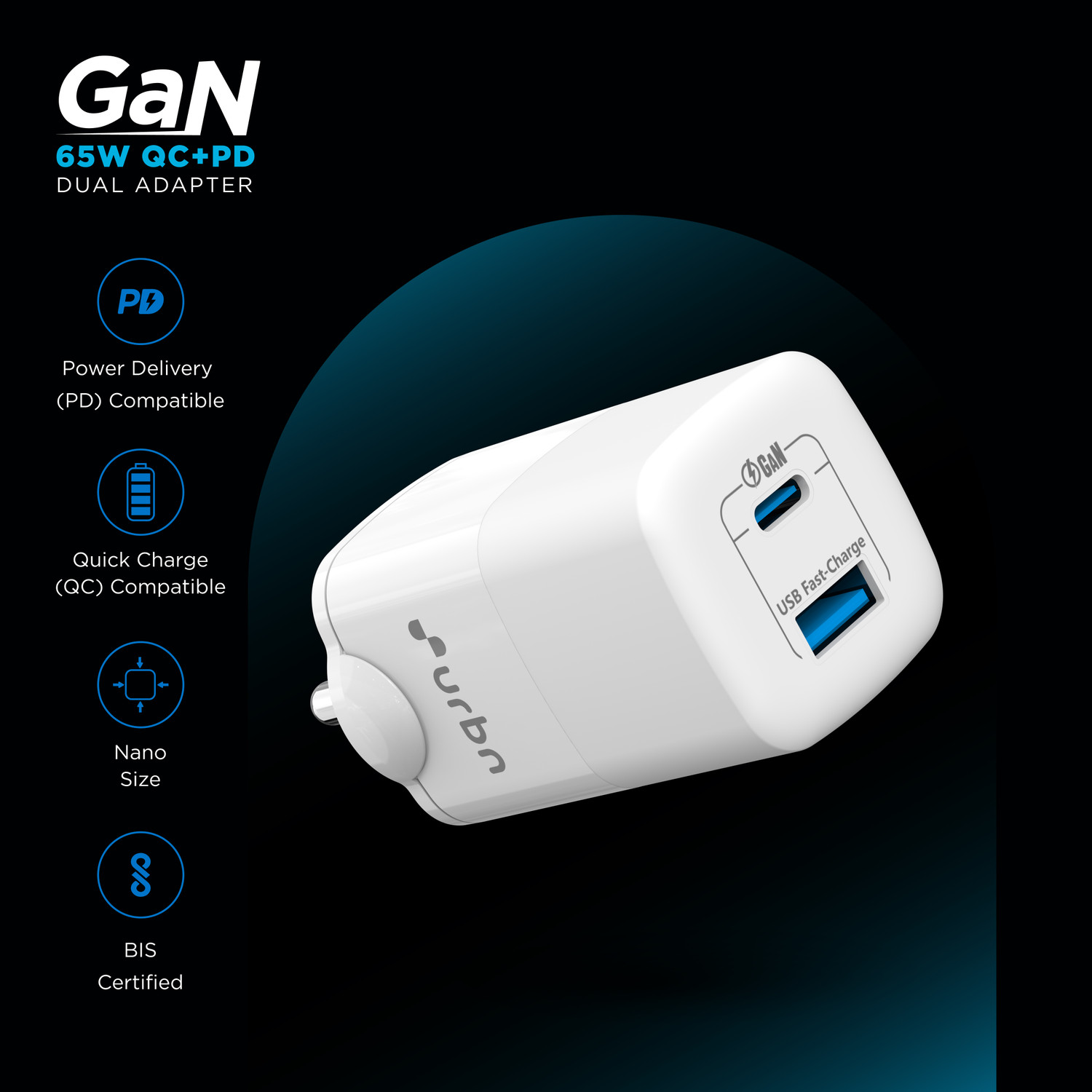 Image of URBN 65 W GaN 3.25 A Multi-pin Wall Charger for Mobile