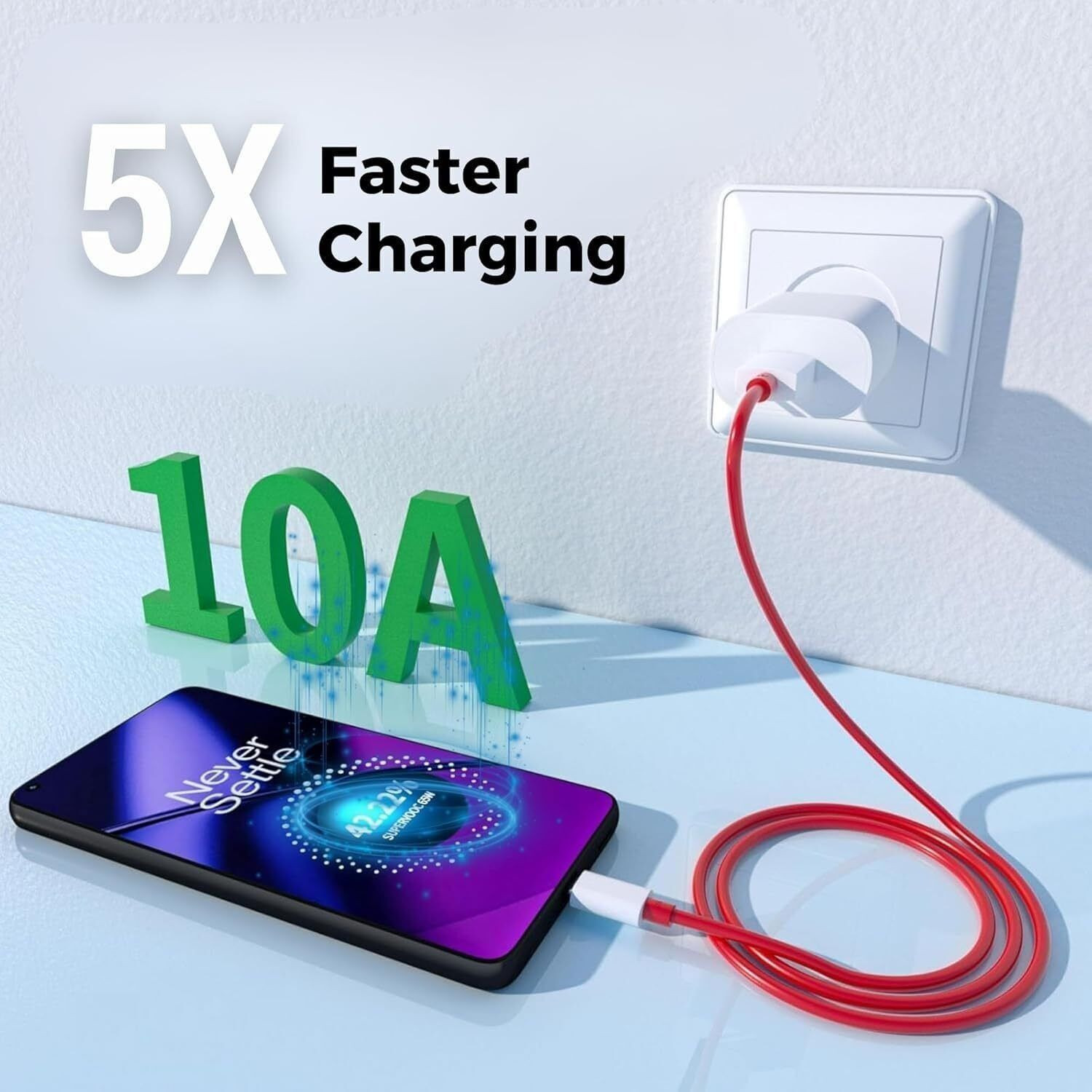 Image of ANMORA 80 W SuperVOOC 7.3 A Wall Charger for Mobile with Detachable Cable