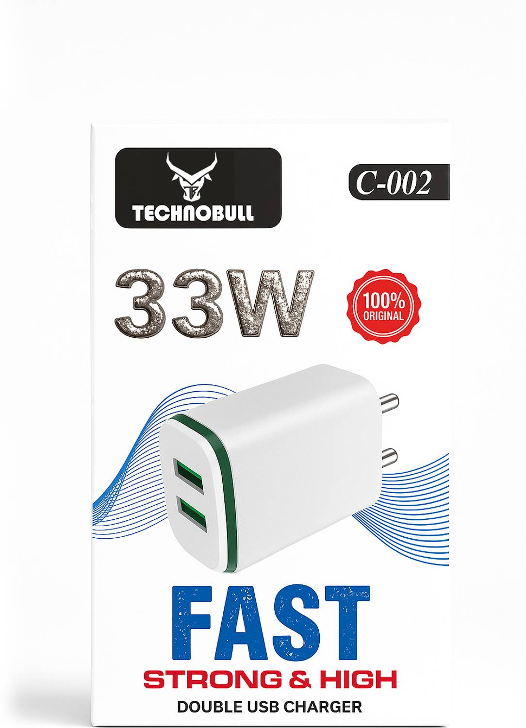 TechnoBull 33 W Supercharge 6 A Dual Port Mobile Charger with Detachable Cable