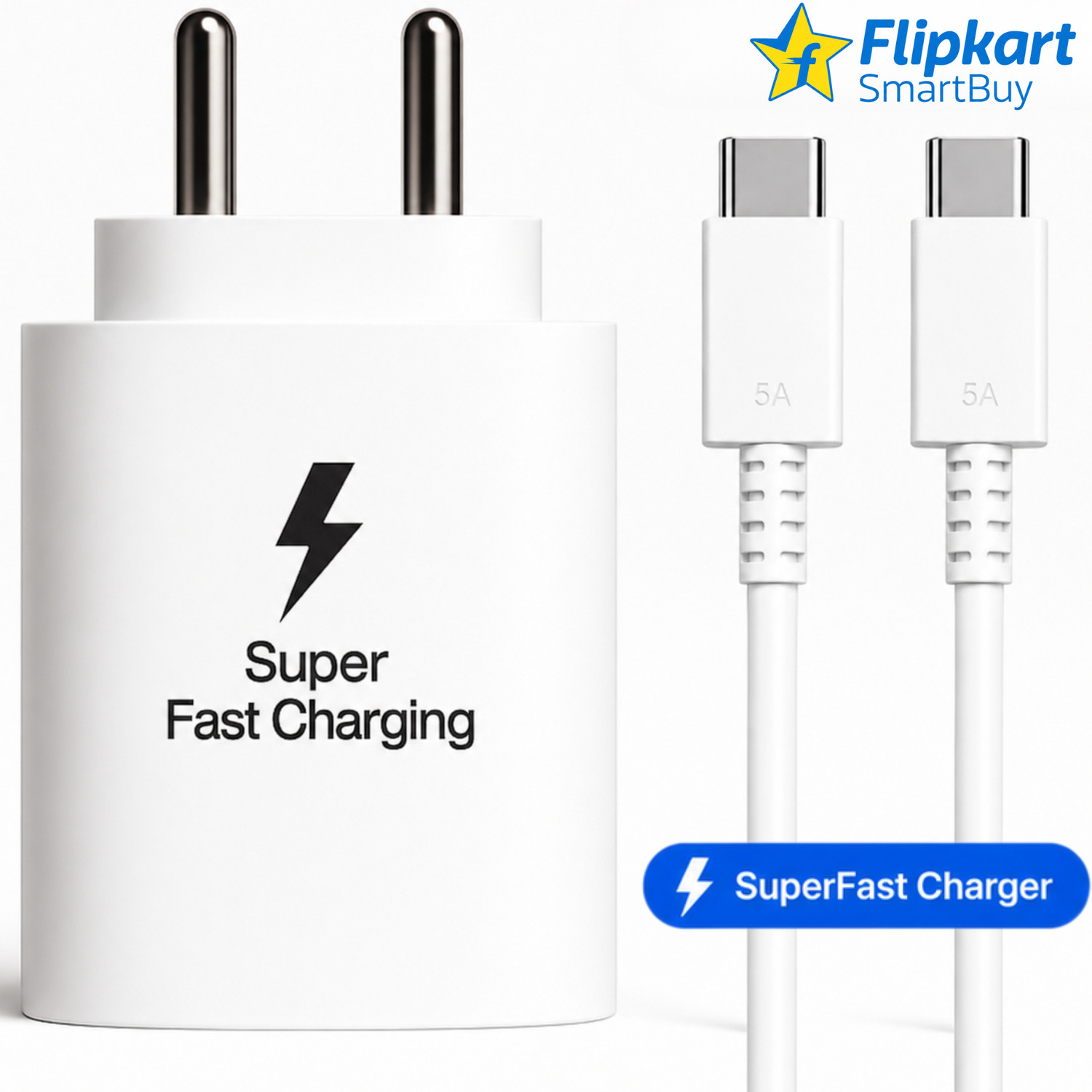 Image of Flipkart SmartBuy 25 W Supercharge 3 A Wall Charger for Mobile with Detachable Cable