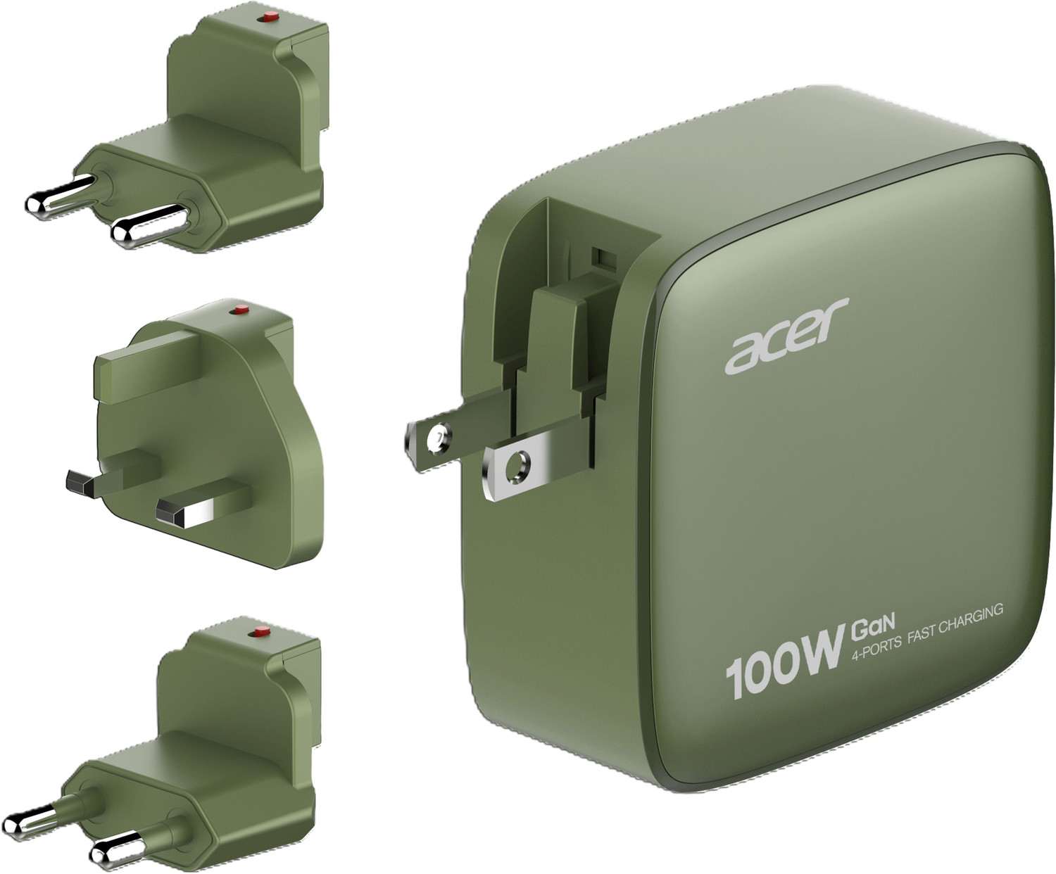 Image of Acer 100 W GaN 5 A Multi-pin Wall Charger for Mobile with Detachable Cable