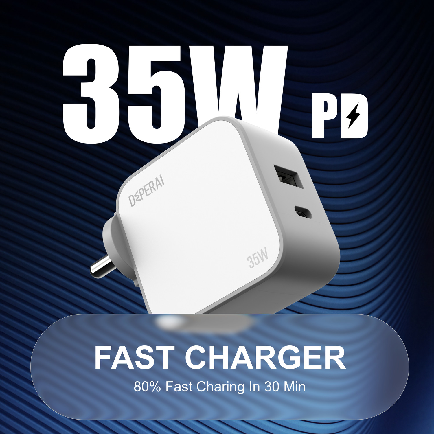 Image of DeperAI 35 W GaN 3 A Dual Port Mobile Charger