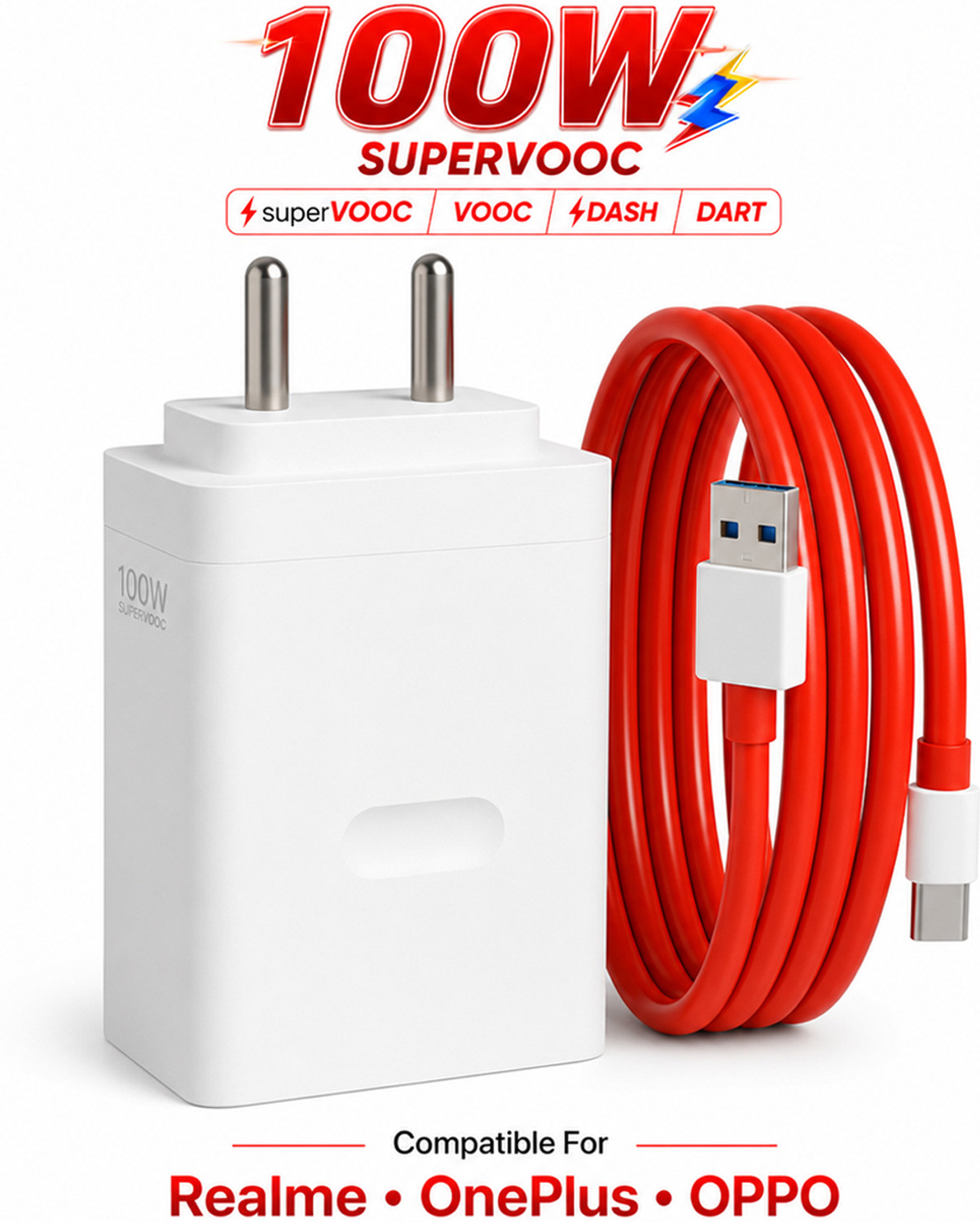 Image of RVAT 100 W SuperVOOC 9 A Wall Charger for Mobile (White)