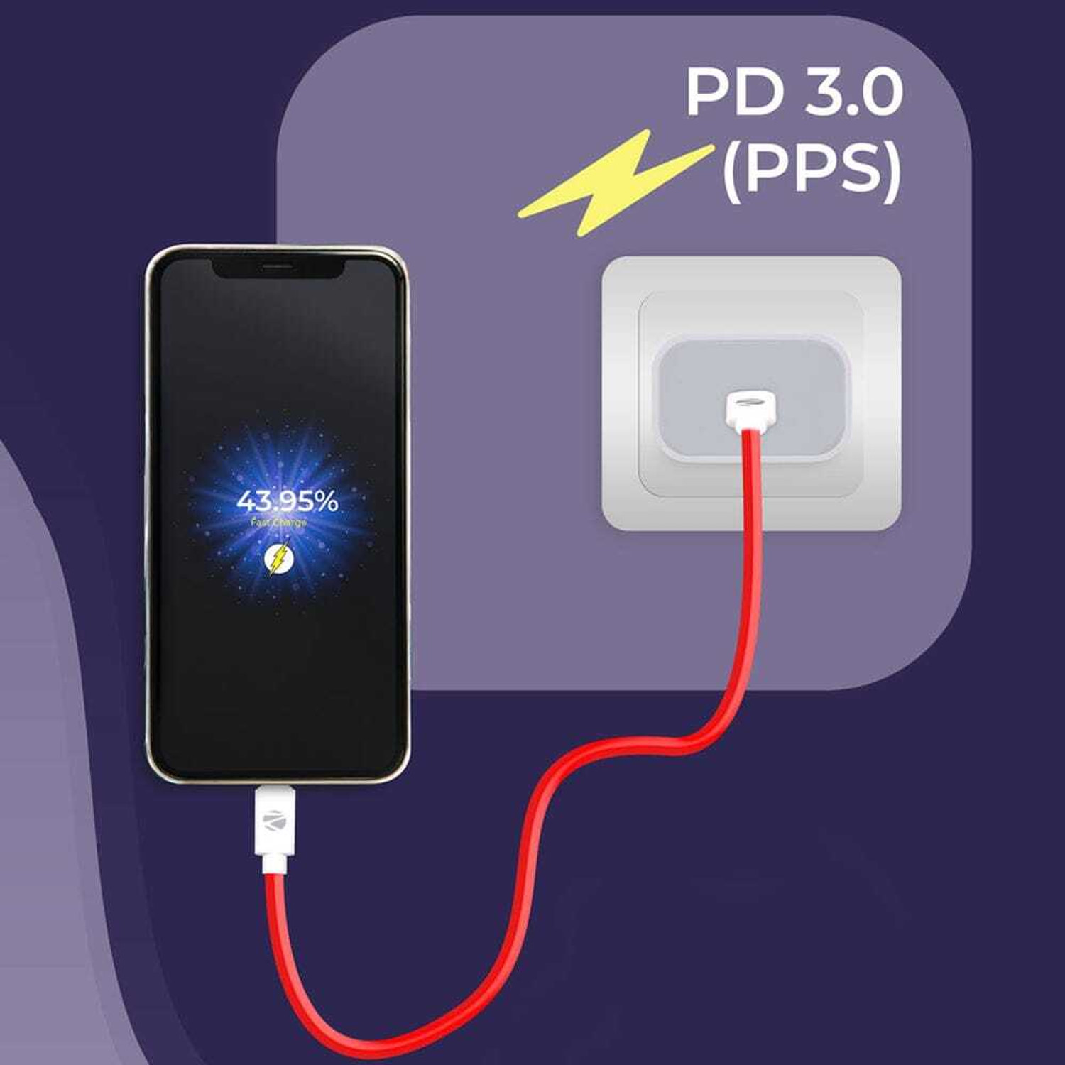 Image of ZEBRONICS 5 W PD 20 A Wall Charger for Mobile with Detachable Cable