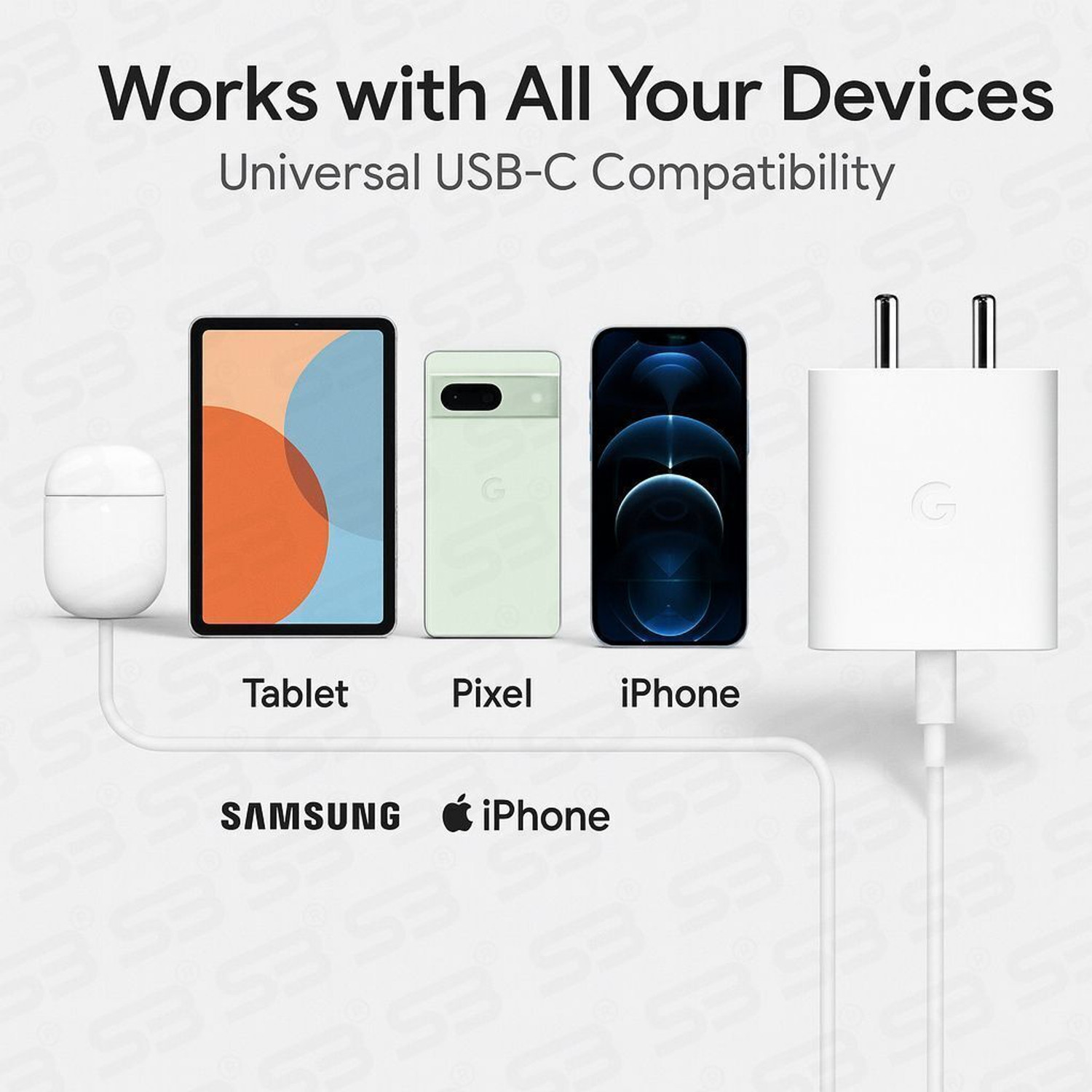 Image of SB 30 W Quick Charge 5 A Wall Charger for Mobile with Detachable Cable