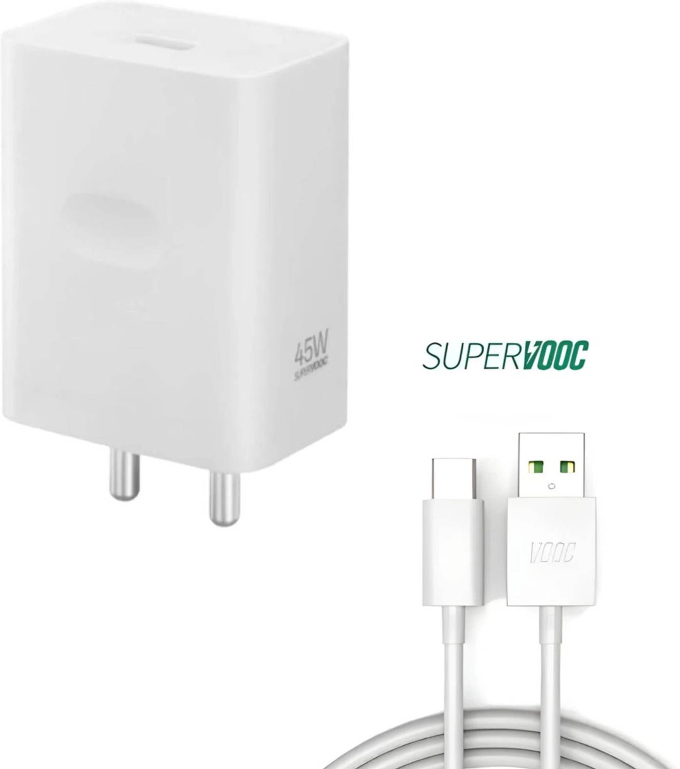 TECHWAQE 45 W SuperVOOC 4 A Wall Charger for Mobile with Detachable Cable