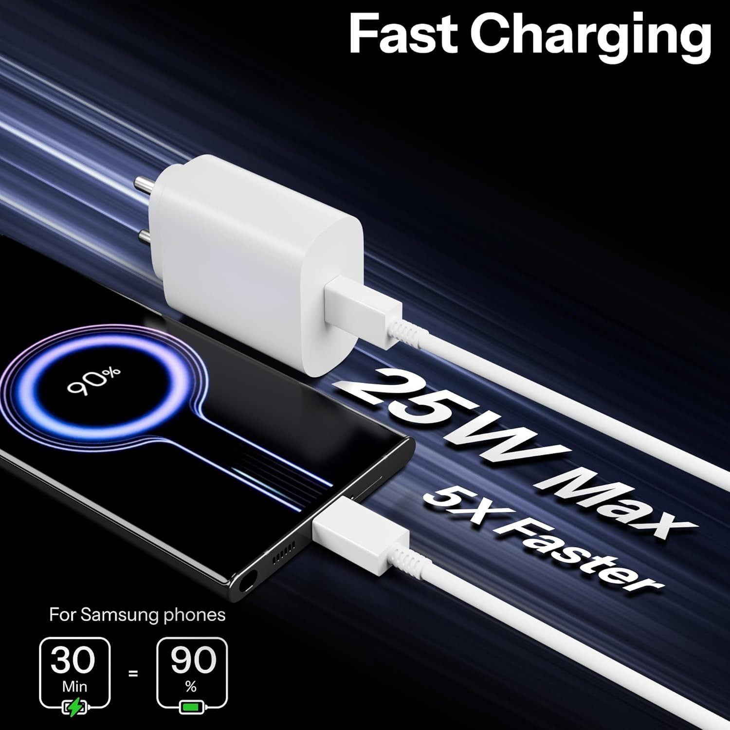 Image of MGEdge 25 W PD 5 A Wall Charger for Mobile with Detachable Cable