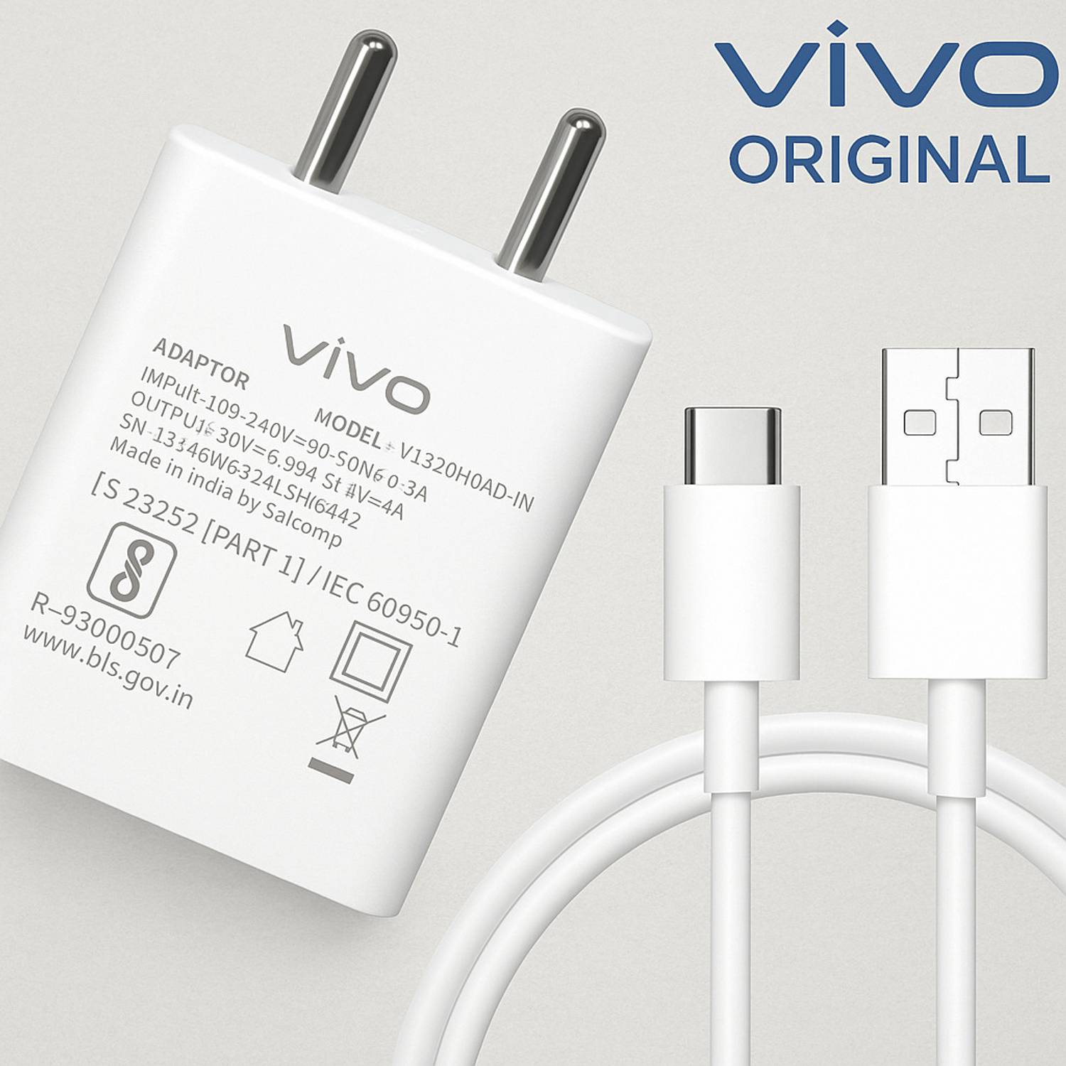 vivo 15 W Quick Charge 2 A Wall Charger for Mobile with Detachable Cable