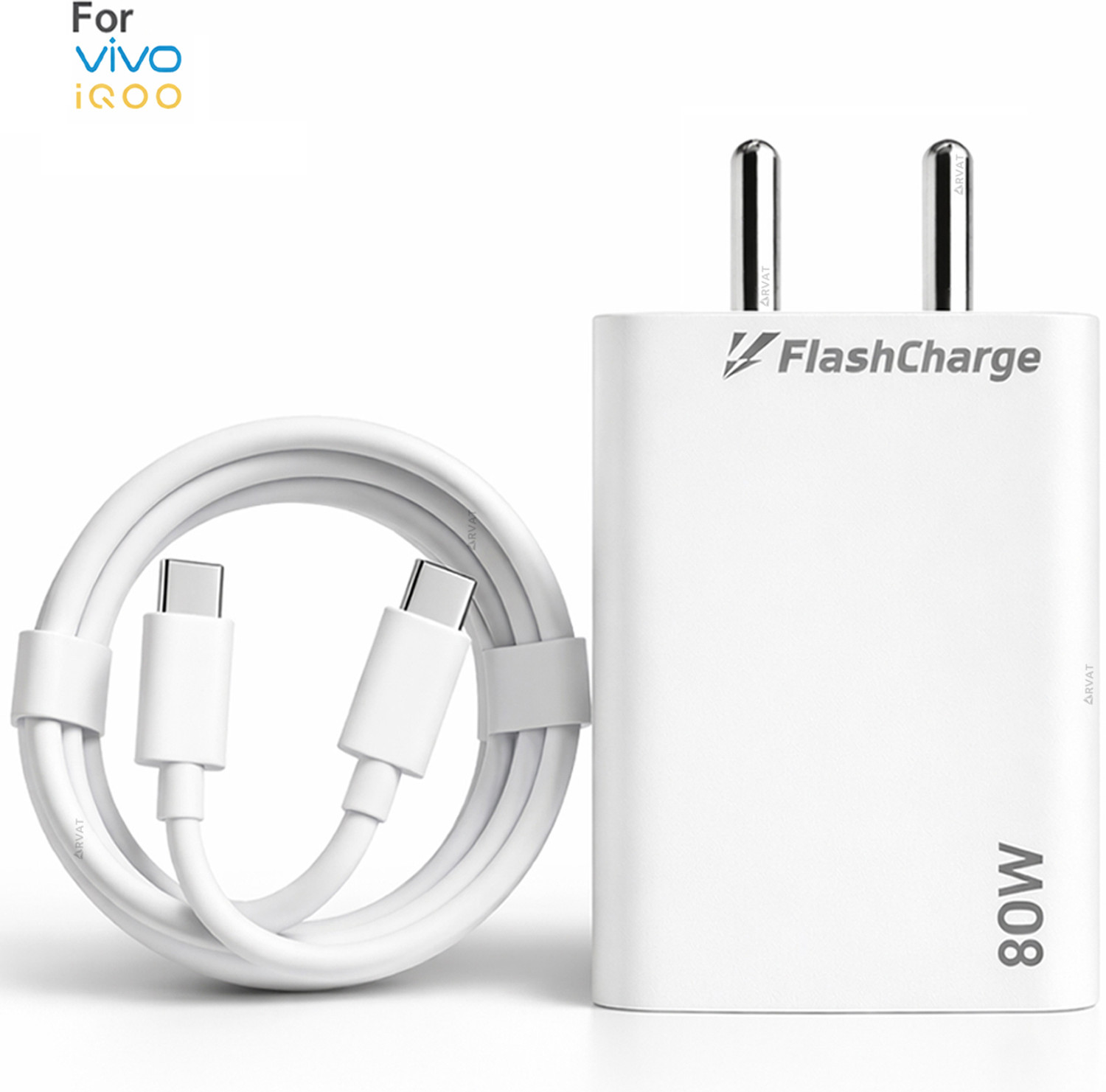 Image of RVAT 80 W Quick Charge 7.3 A Wall Charger for Mobile with Detachable Cable