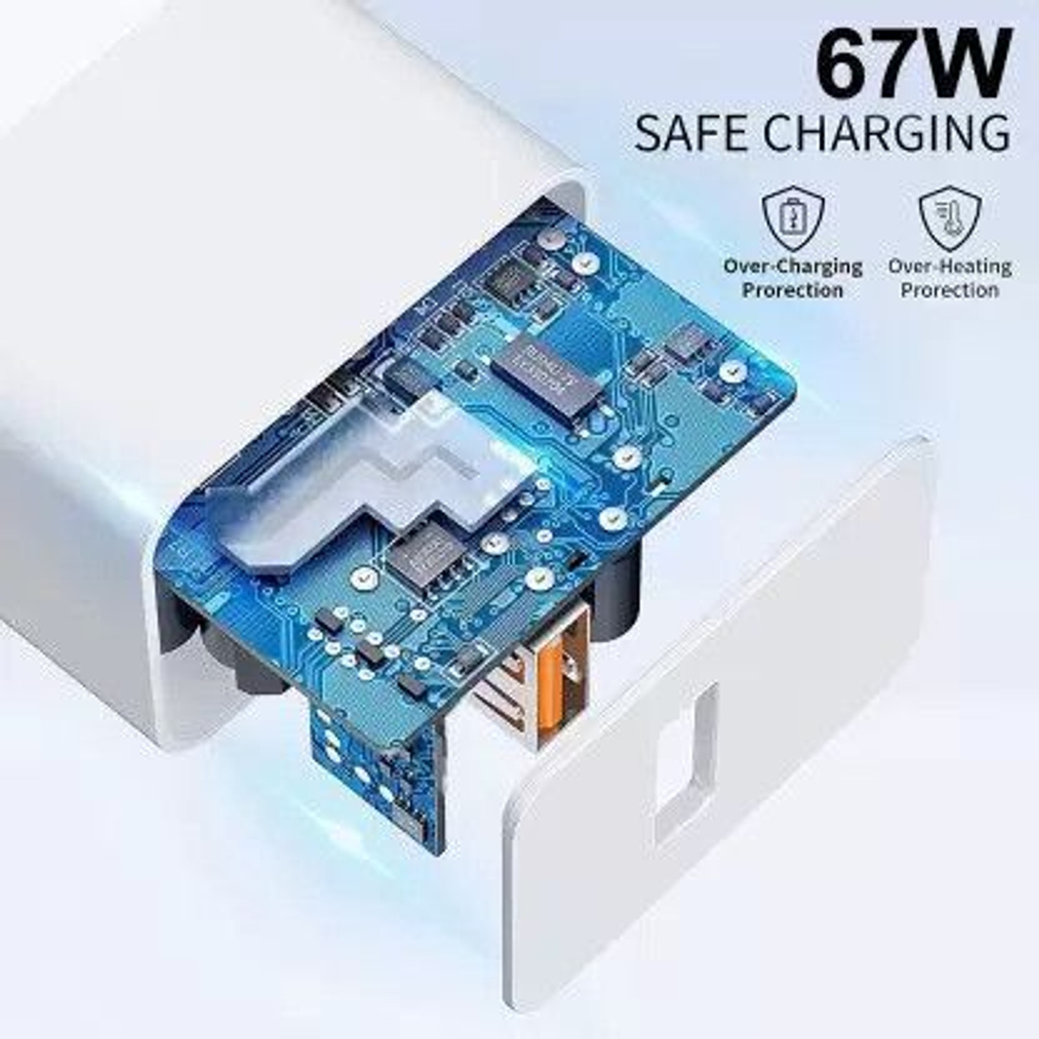 Image of MBrix 67 W SonicCharge Wall Charger for Mobile with Detachable Cable