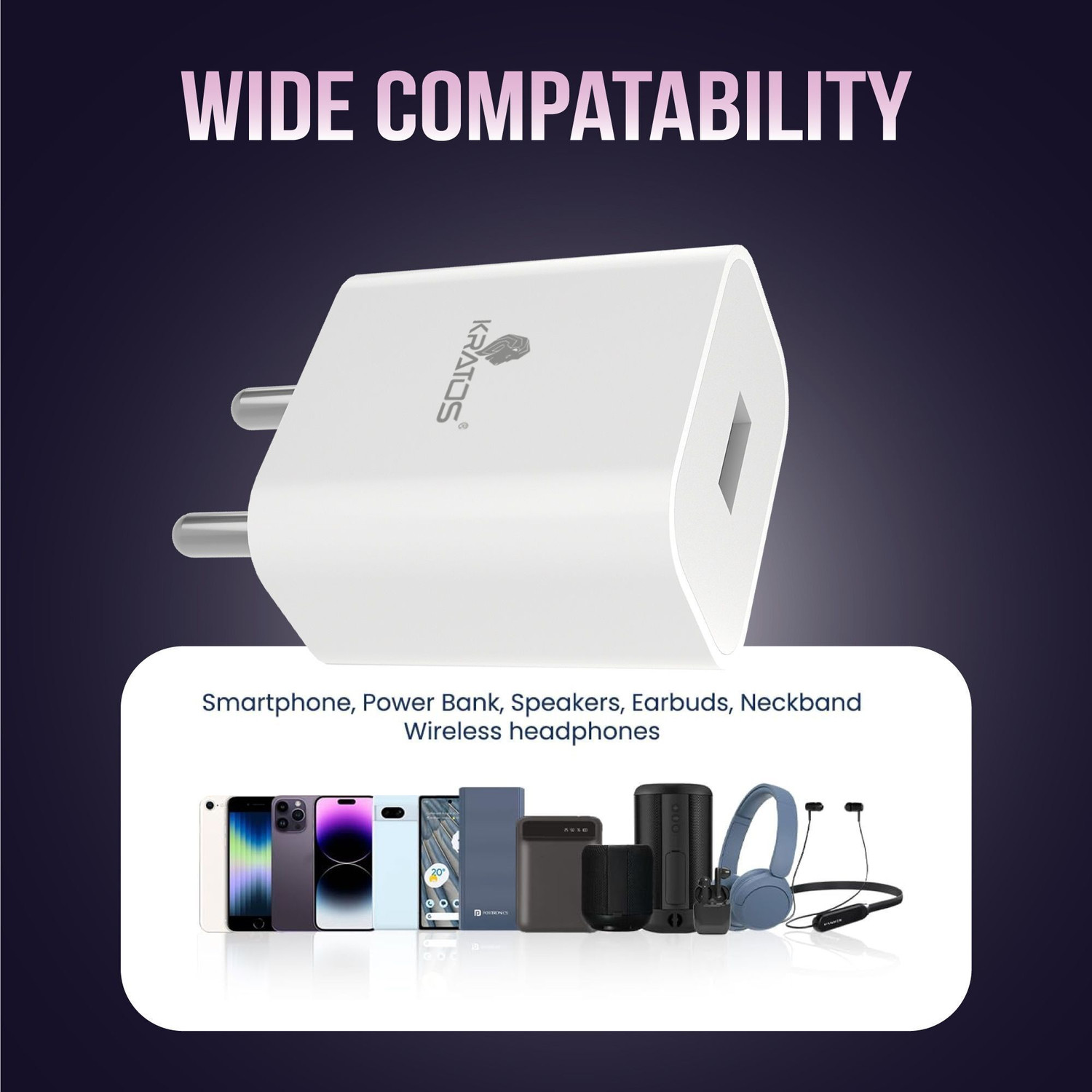 Image of Kratos 12 W Quick Charge Single Port Mobile Charger