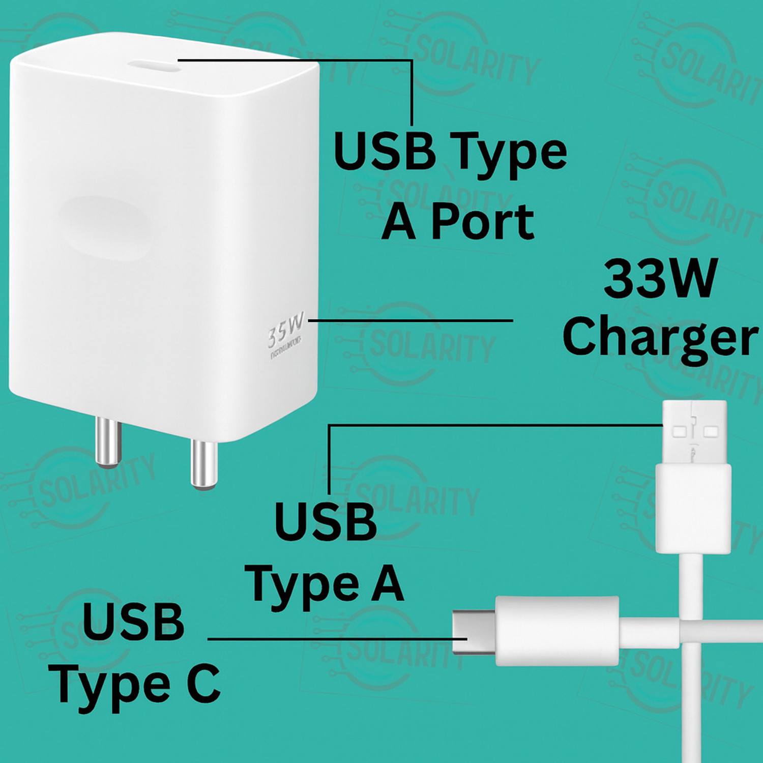 Image of Solarity 33 W SuperVOOC 6 A Wall Charger for Mobile with Detachable Cable