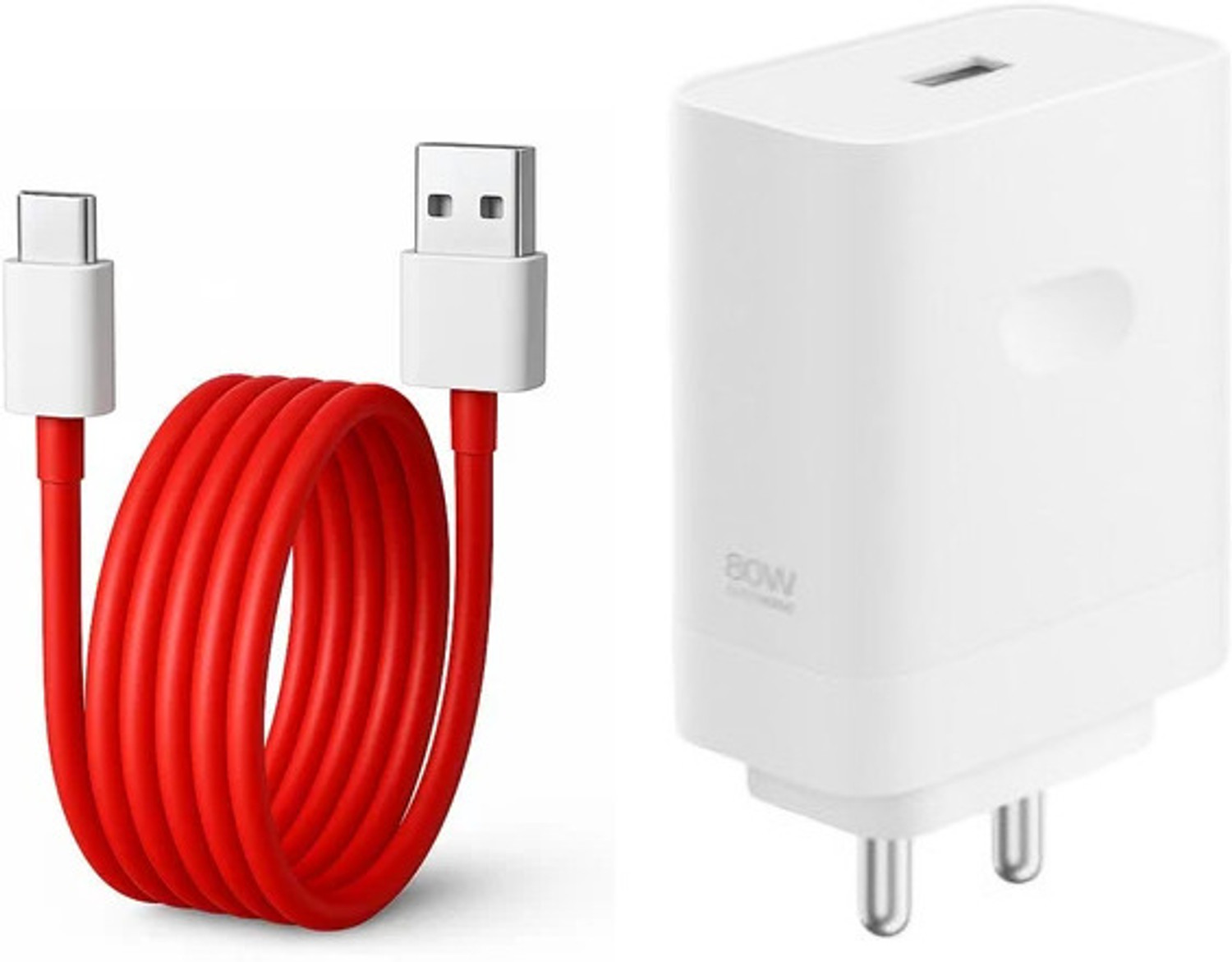 Image of OnePlus 80 W SuperVOOC 7.3 A Wall Charger for Mobile with Detachable Cable