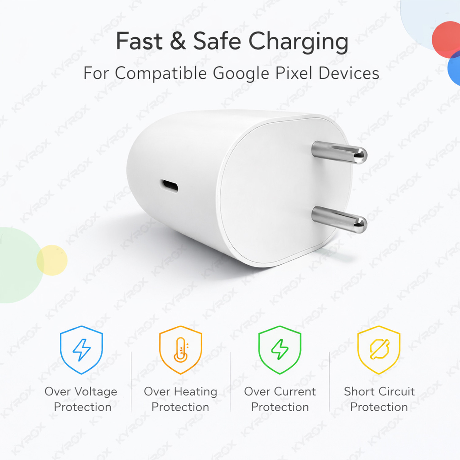 Image of Kyrox 45 W Quick Charge 3 A Wall Charger for Mobile with Detachable Cable (White, Cable Included)