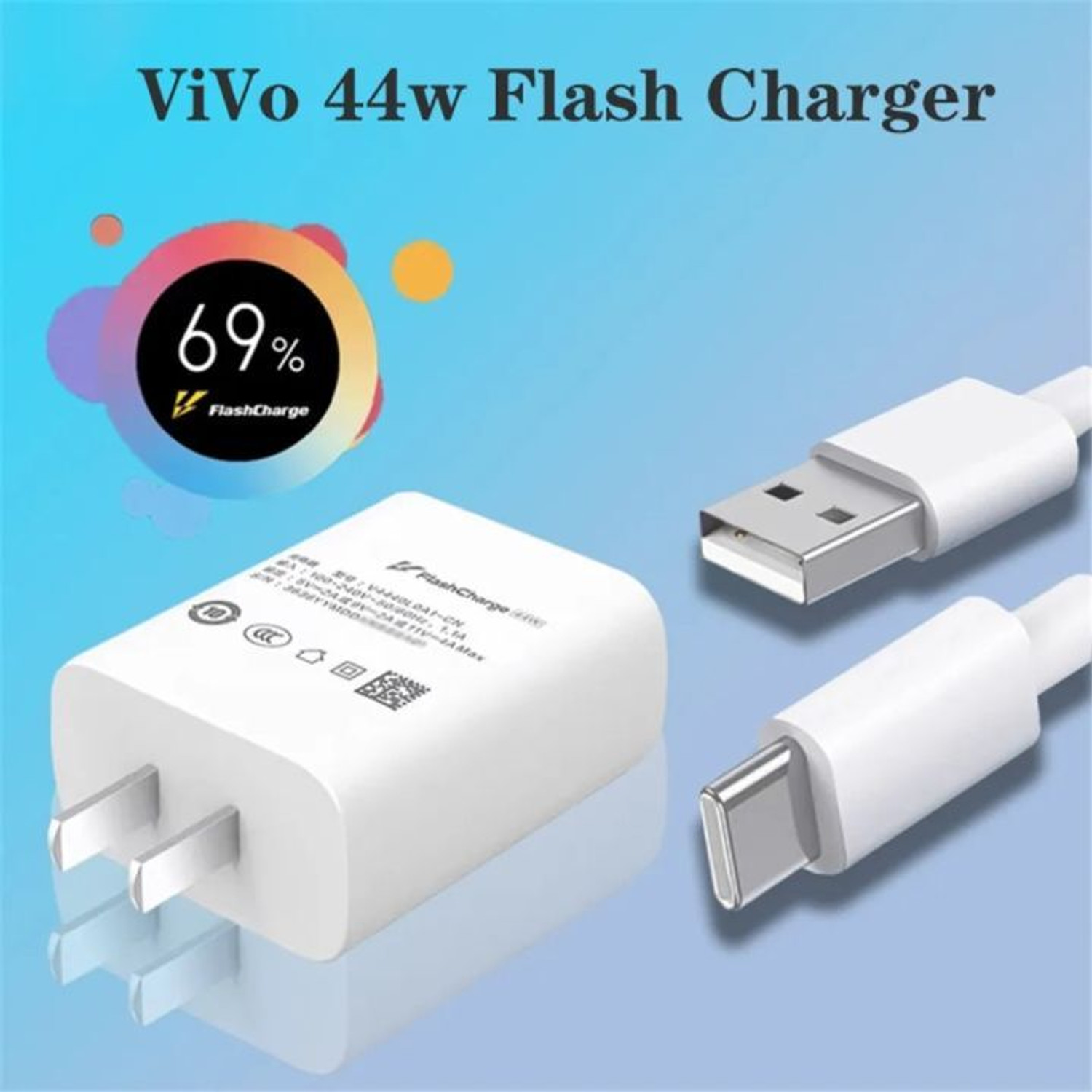 Image of vivo 44 W Supercharge 13 A Single Port Mobile Charger with Detachable Cable