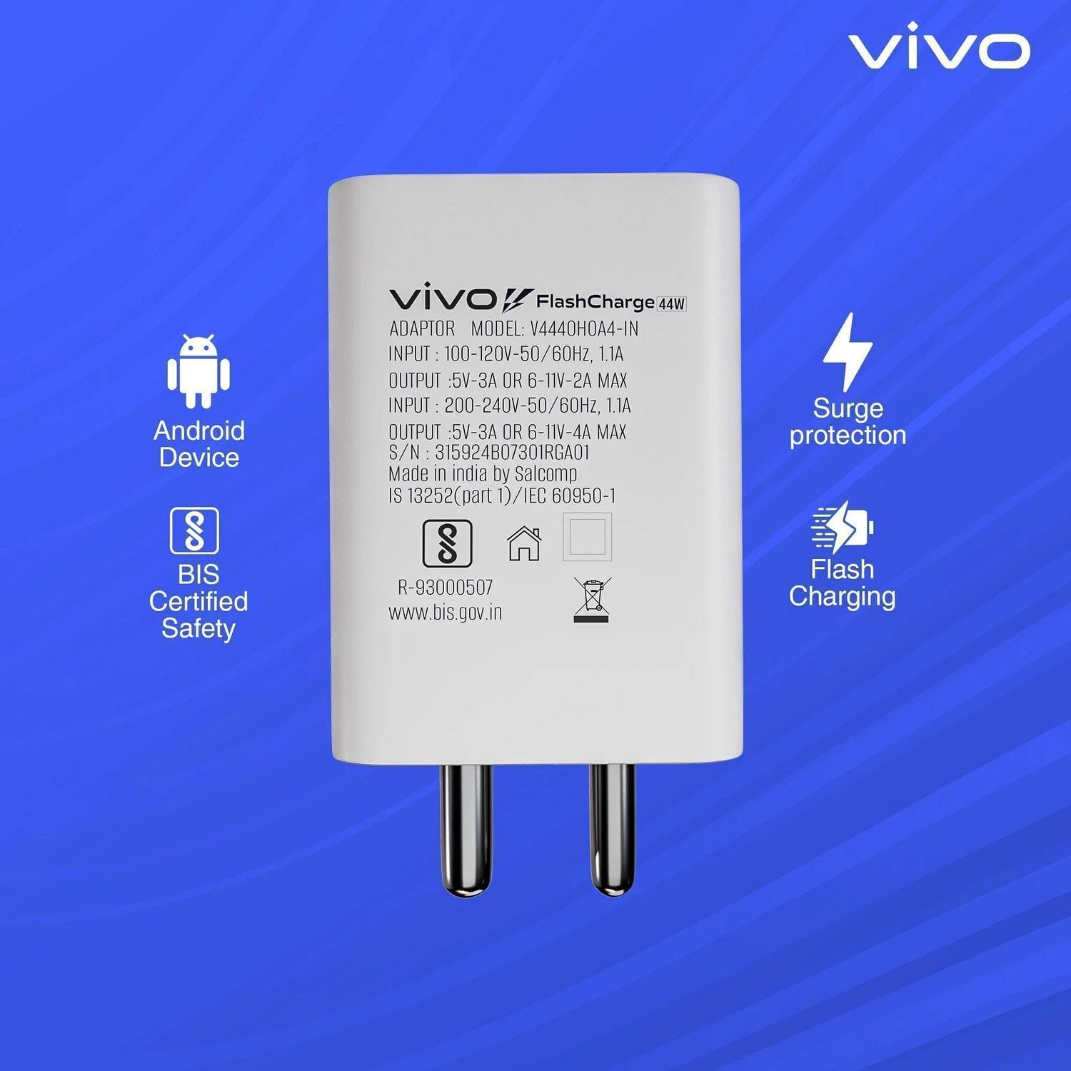 vivo 44W SuperVOOC 4A Wall Charger with Detachable Cable - Image 3