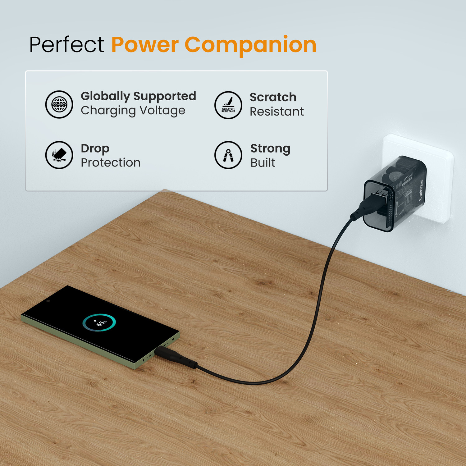 Image of Ambrane 18 W Quick Charge 3 A Wall Charger for Mobile (Black Clear)