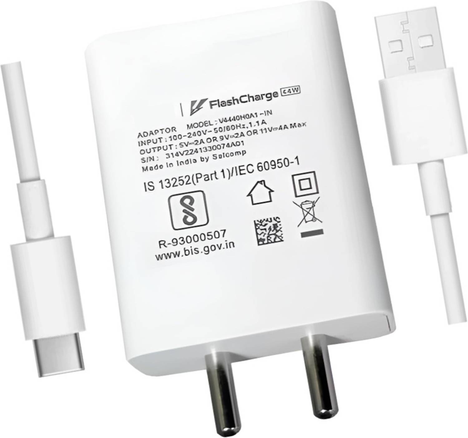 BLYNOIZ 44 W Quick Charge 4 A Wall Charger for Mobile with Detachable Cable