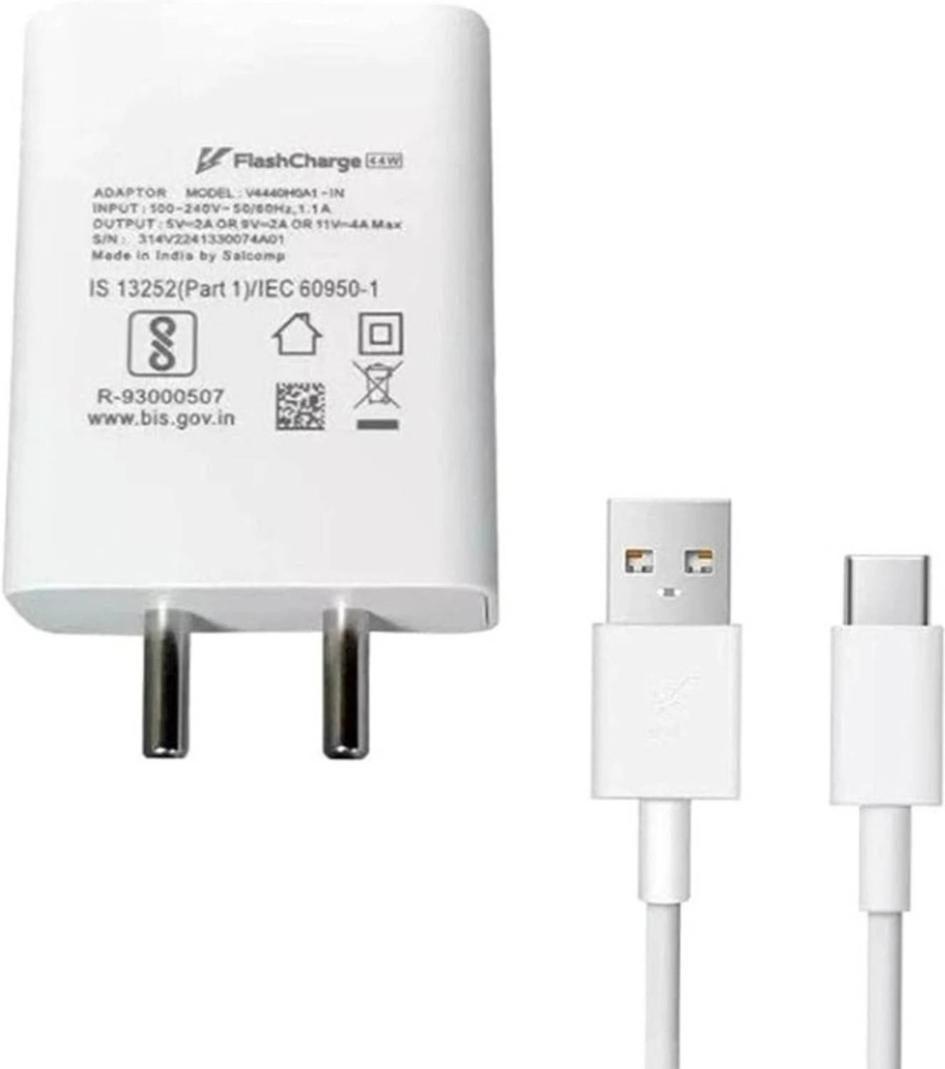 TECHWAQE 44 W Quick Charge 4 A Wall Charger for Mobile with Detachable Cable