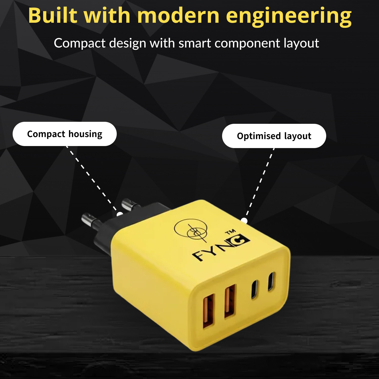 Image of FYNC 120 W 2.4 A Dual Port Mobile Charger with Detachable Cable