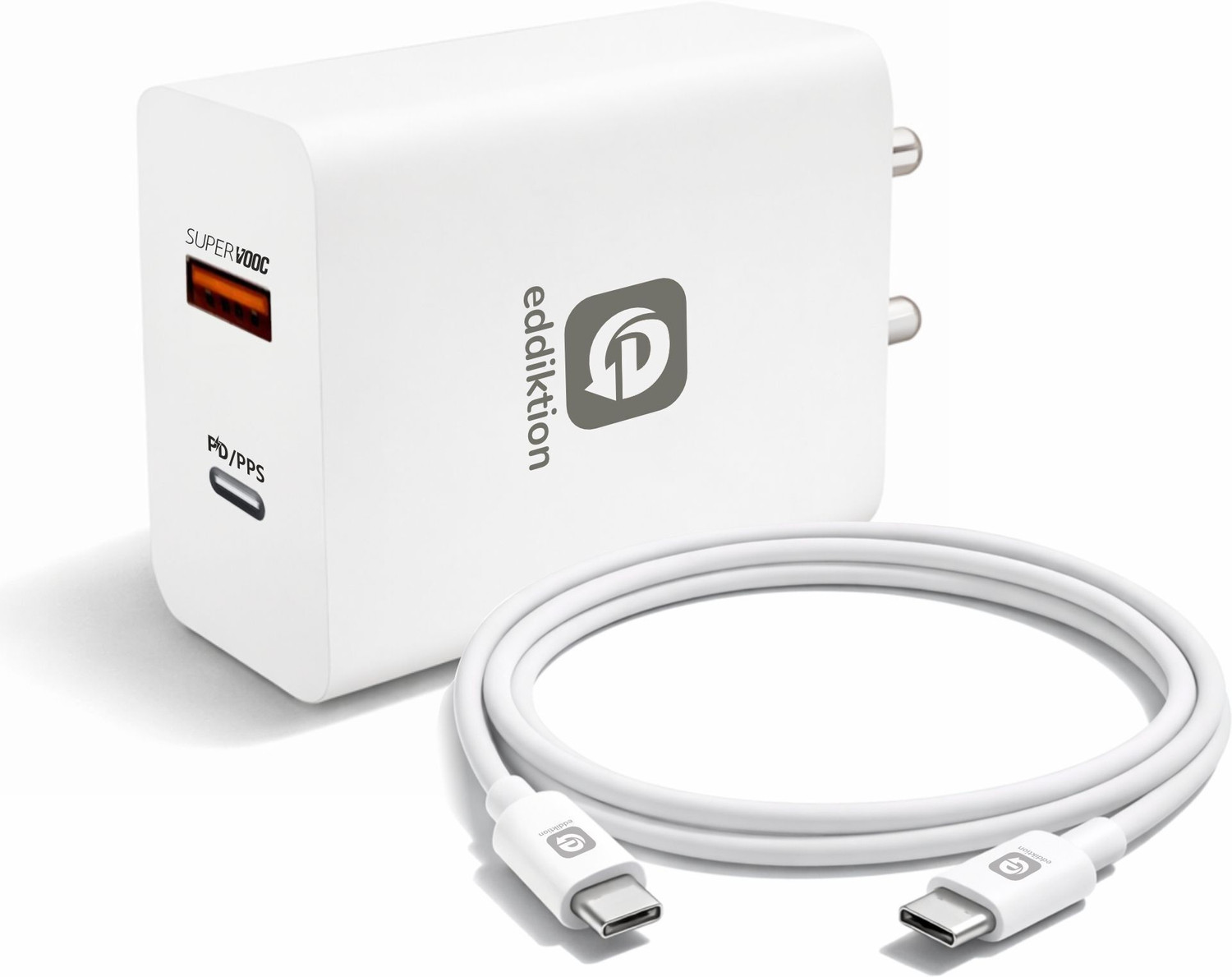 Image of eddiktion 65 W SuperVOOC 2.4 A Dual Port Mobile Charger with Detachable Cable