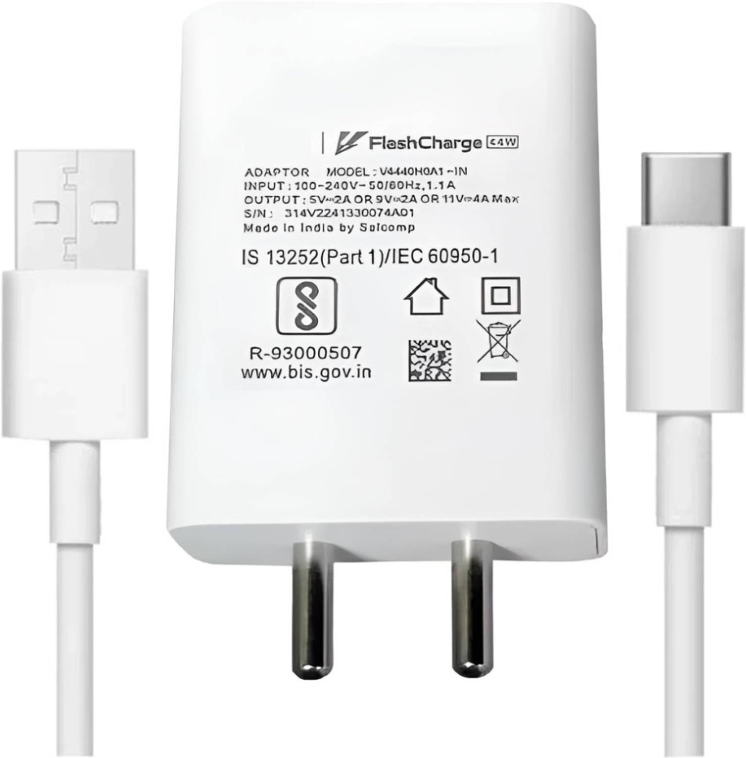 BLYNOIZ 44 W Quick Charge 4 A Wall Charger for Mobile with Detachable Cable