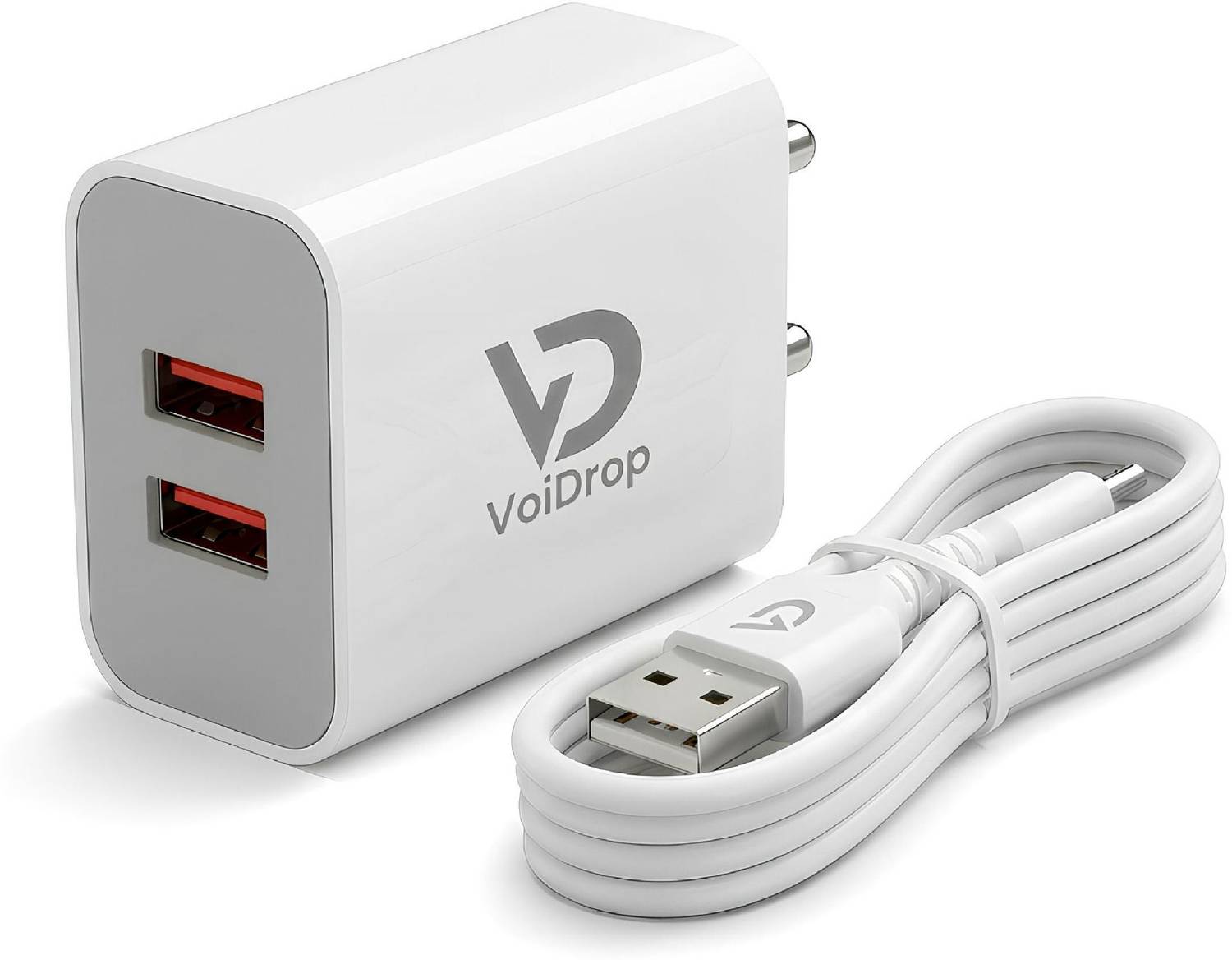 VoiDrop 15 W 3 A Dual Port Mobile Charger with Detachable Cable