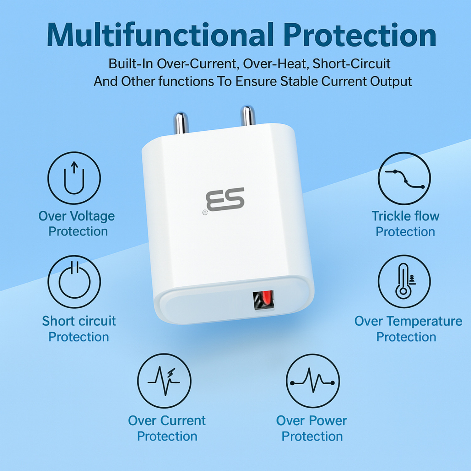 Image of SB 18 W 3.4 A Wall Charger for Mobile with Detachable Cable