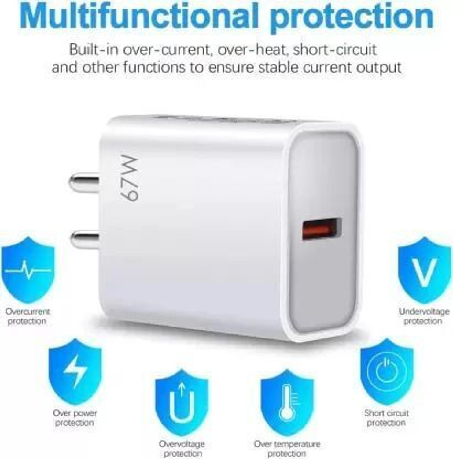 Image of MBrix 67 W SonicCharge Wall Charger for Mobile with Detachable Cable
