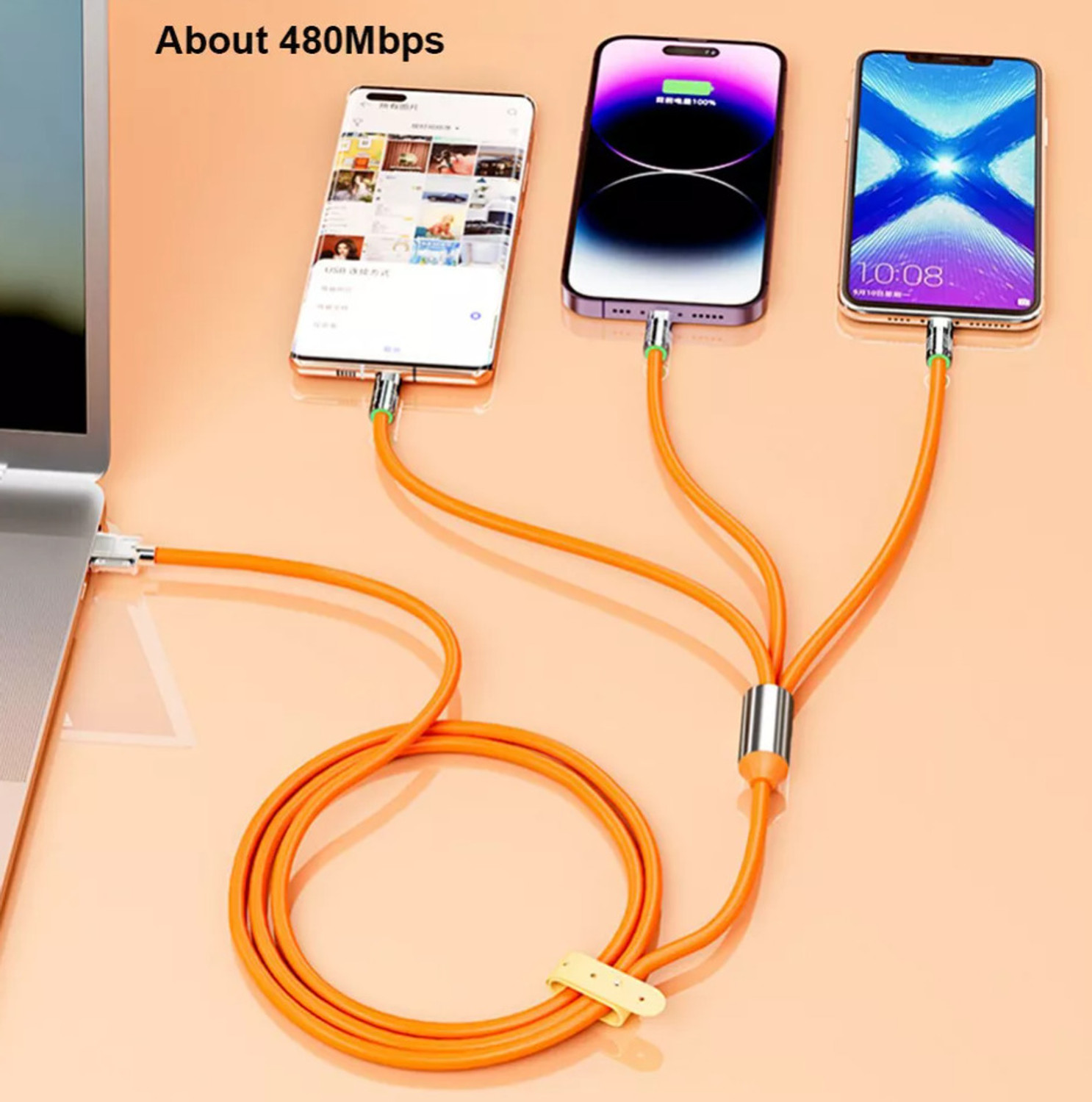 Image of LEISURELIC 120 W 0.6 A 3 Port Mobile Charger with Detachable Cable